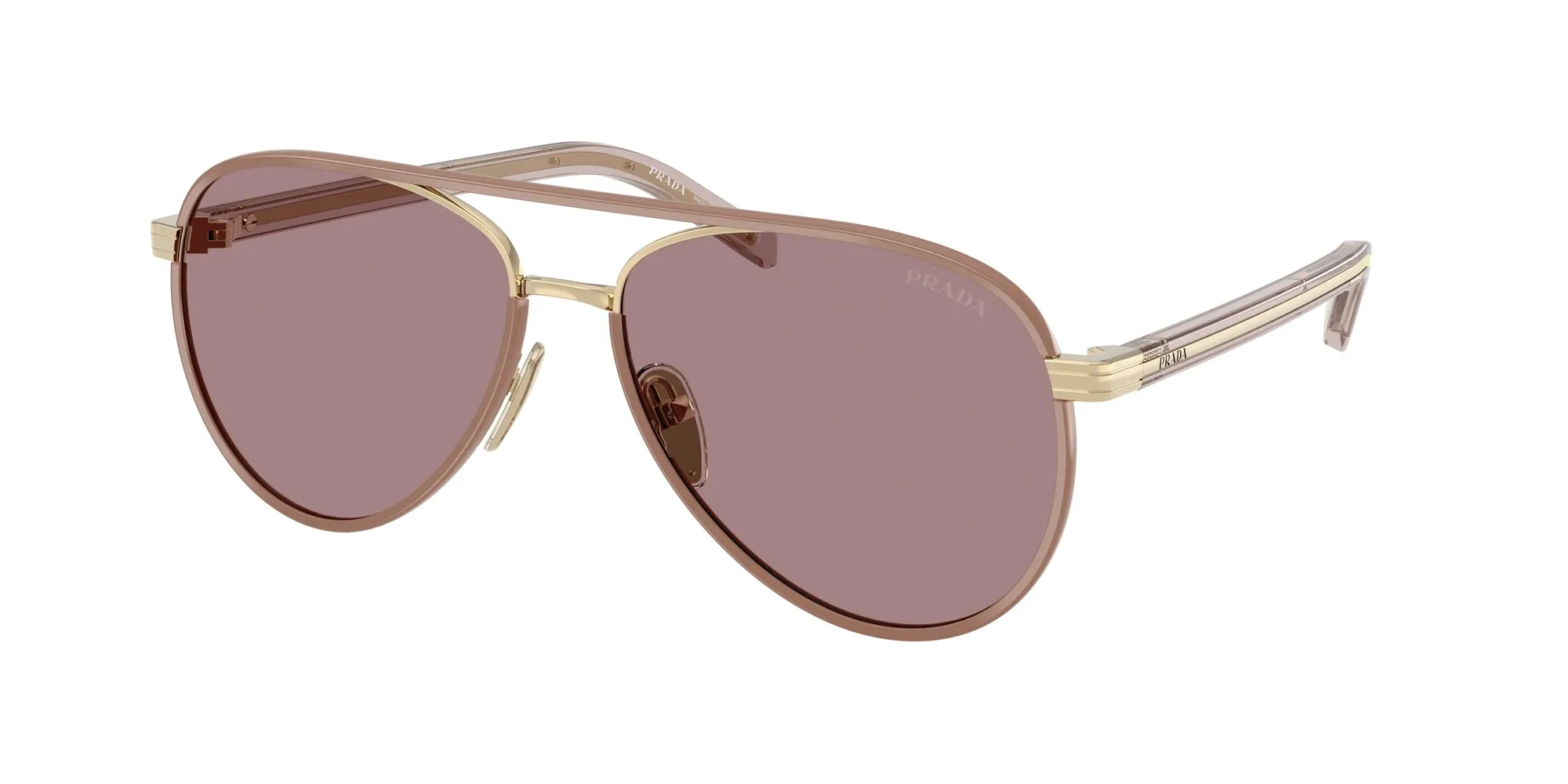 Prada PR B57S 24E20I Occhiali da sole Acciaio Oro Marrone Pilot Normale - immagine 1