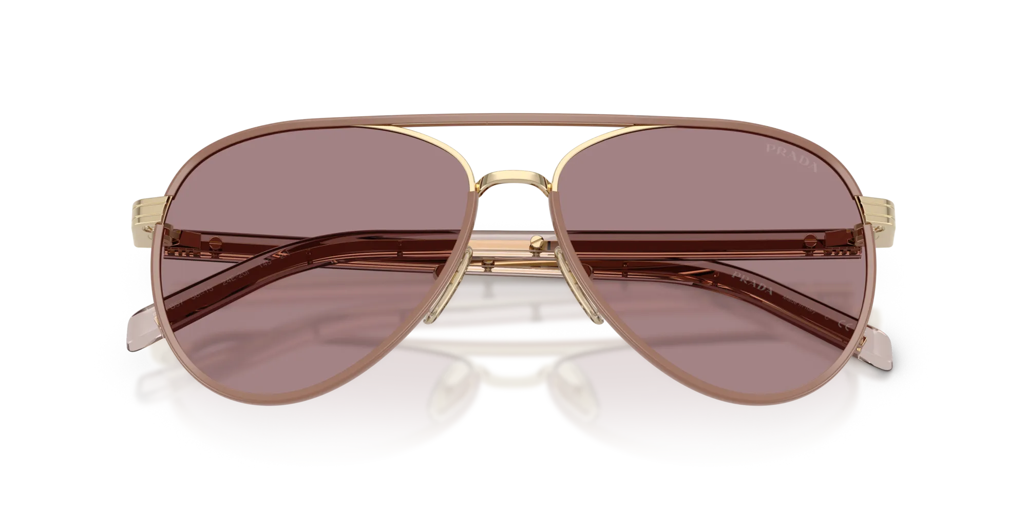 Prada PR B57S 24E20I Occhiali da sole Acciaio Oro Marrone Pilot Normale - immagine 2