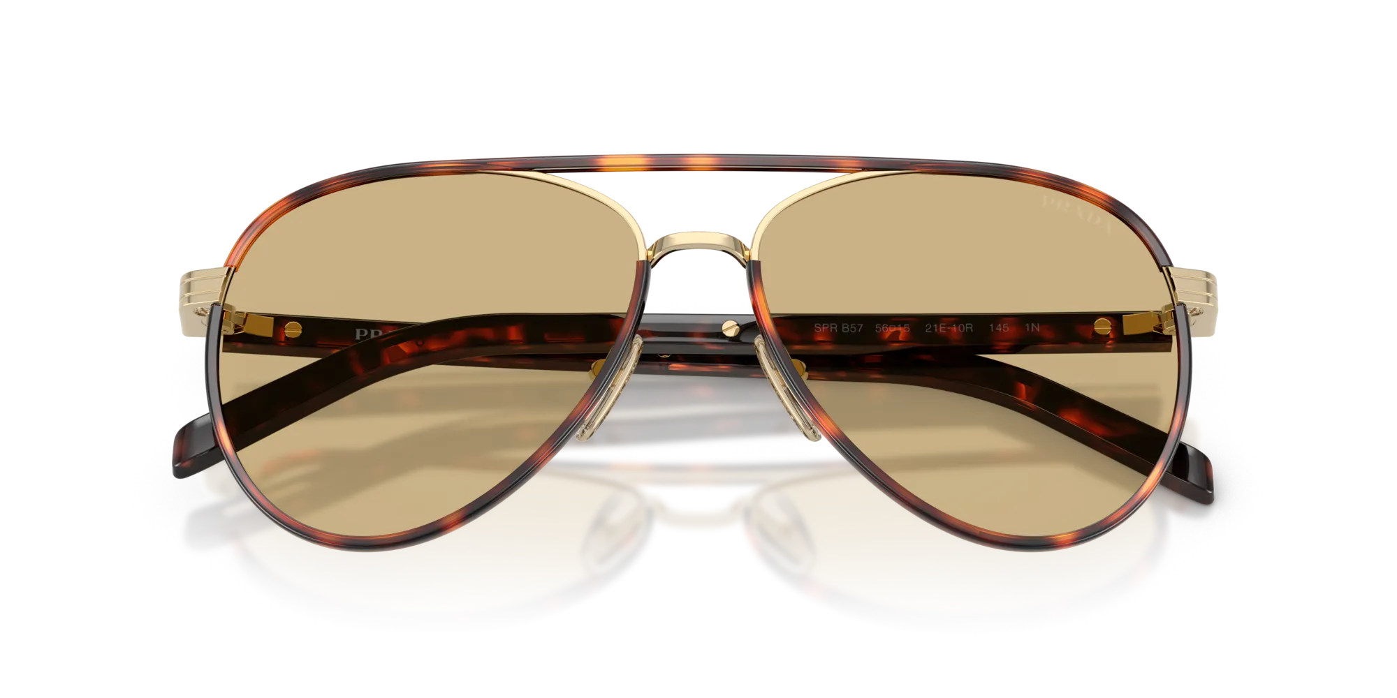 Prada PR B57S 21E10R Occhiali da sole Acciaio Oro Giallo Pilot Normale - immagine 2