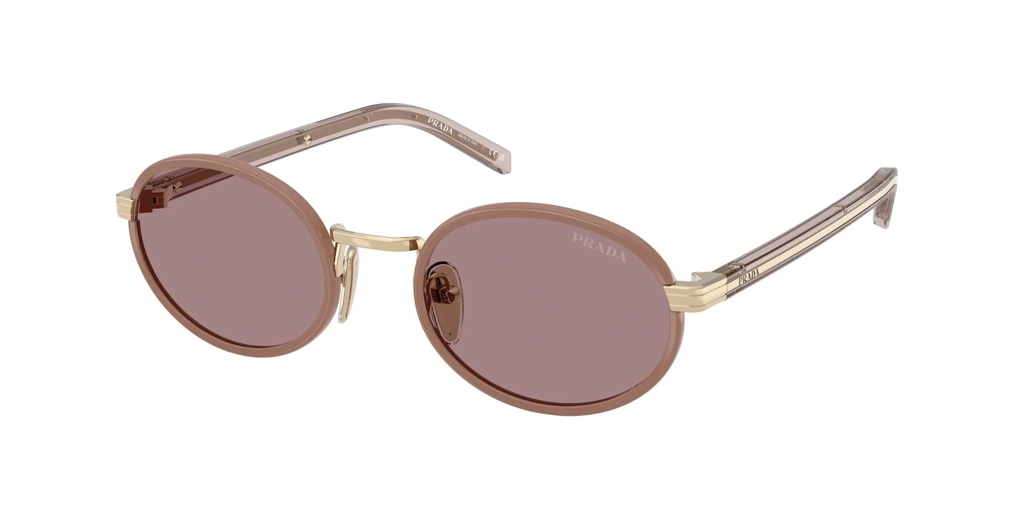 Prada PR B56S 24E20I Occhiali da sole Acciaio Marrone Marrone Rotonda Normale - immagine 1