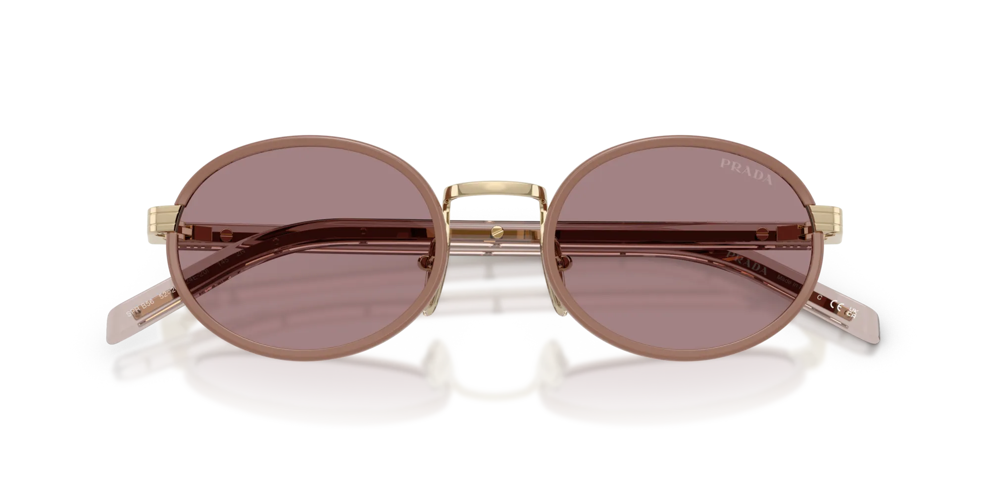 Prada PR B56S 24E20I Occhiali da sole Acciaio Marrone Marrone Rotonda Normale - immagine 2