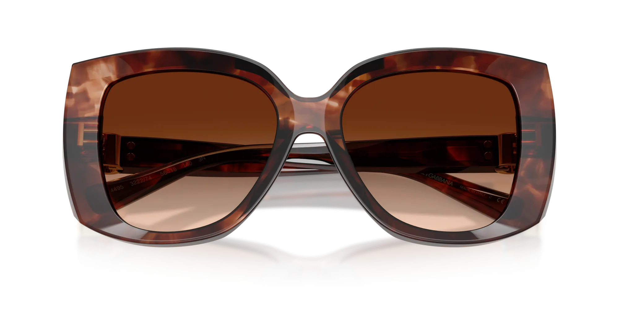 Dolce & Gabbana DG4495 322274 Occhiali da sole Acetato Rosso Marrone Squadrata Normale Sfumato - immagine 2