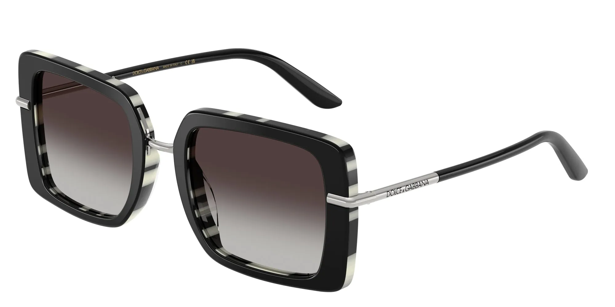 Dolce & Gabbana DG4491 33728G Occhiali da sole Acetato Nero Grigio Squadrata Normale Sfumato - immagine 1
