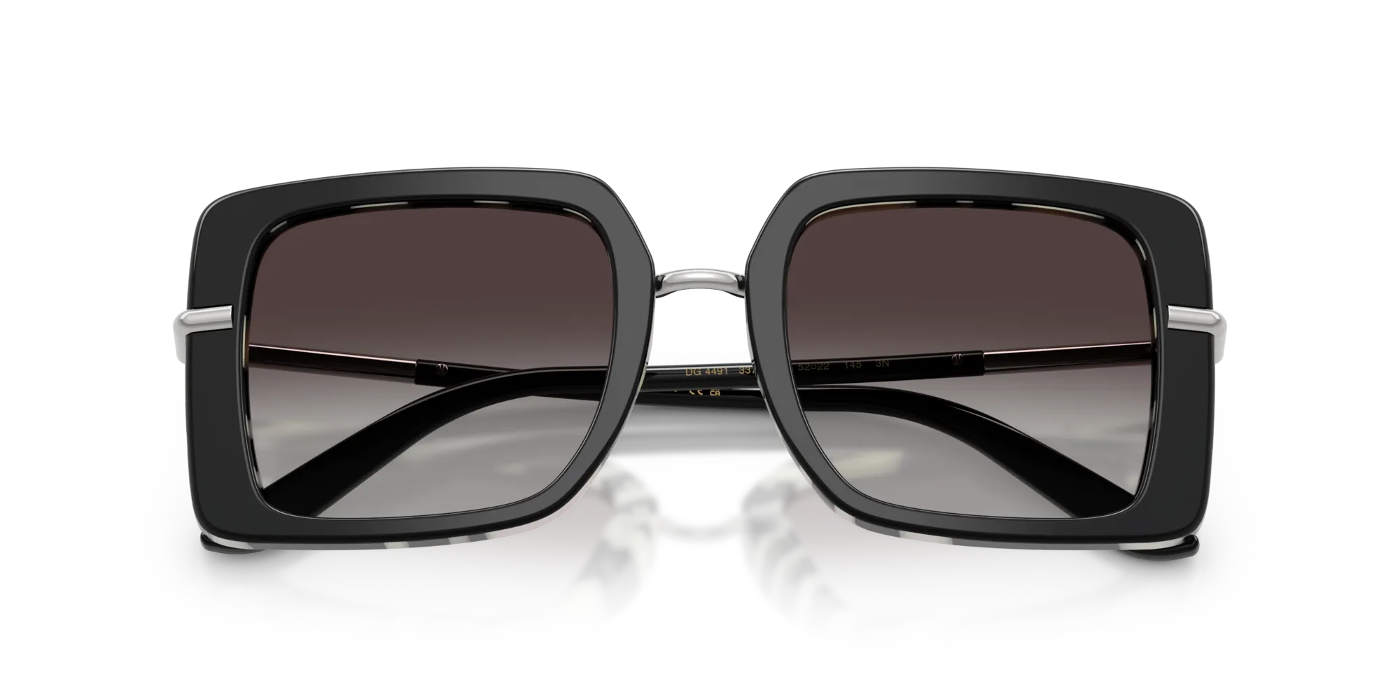 Dolce & Gabbana DG4491 33728G Occhiali da sole Acetato Nero Grigio Squadrata Normale Sfumato - immagine 2