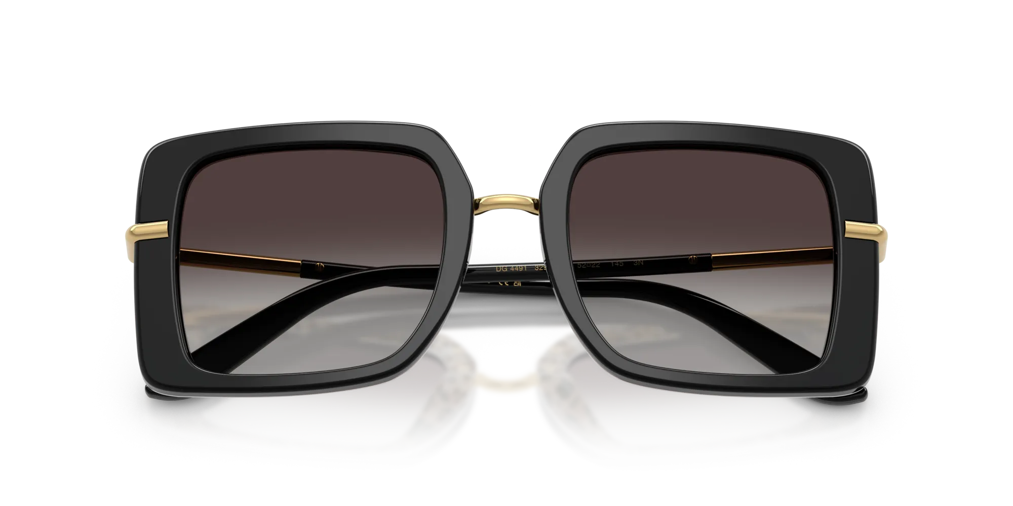 Dolce & Gabbana DG4491 32998G Occhiali da sole Acetato Nero Grigio Squadrata Normale Sfumato - immagine 2