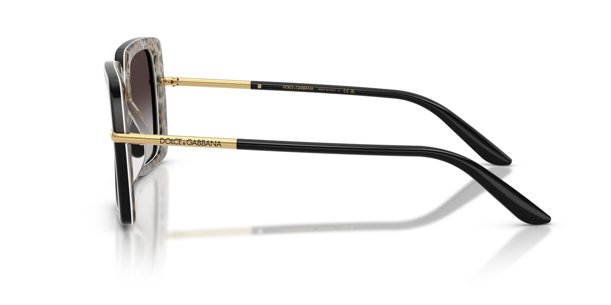 Dolce & Gabbana DG4491 32998G Occhiali da sole Acetato Nero Grigio Squadrata Normale Sfumato - immagine 4