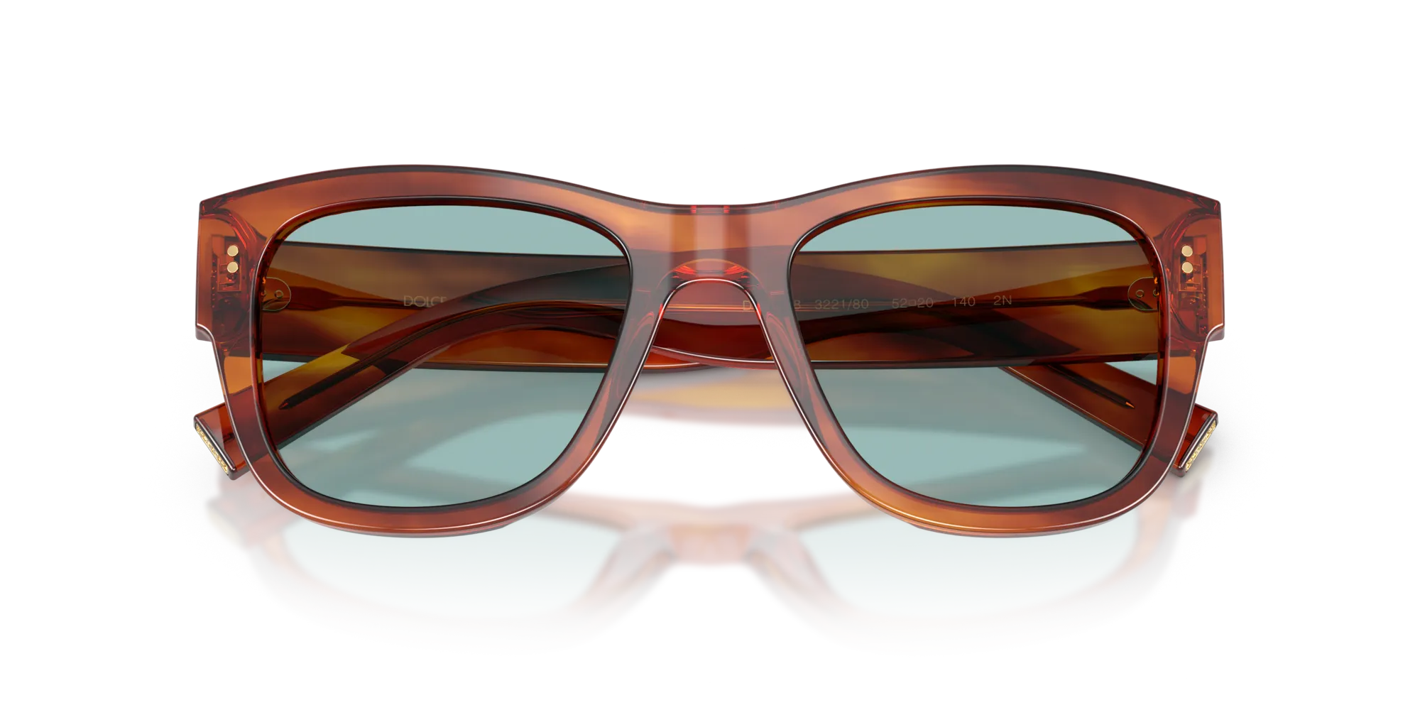 Dolce & Gabbana DG4338 322180 Occhiali da sole Acetato Tartaruga Blu Squadrata Normale - immagine 2