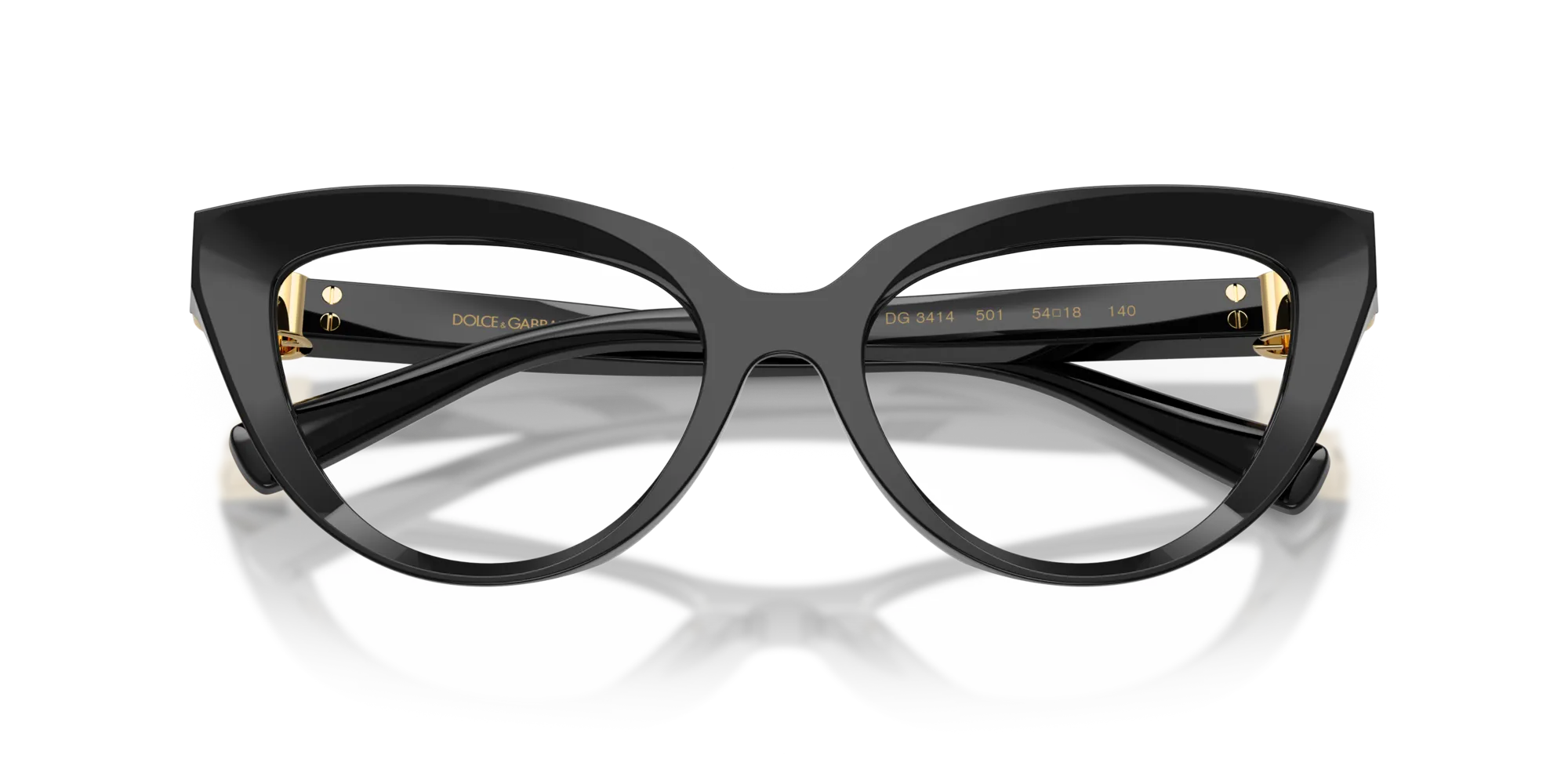 Dolce & Gabbana DG3414 501 Montature da vista Acetato Nero Cat Eye Normale - immagine 2