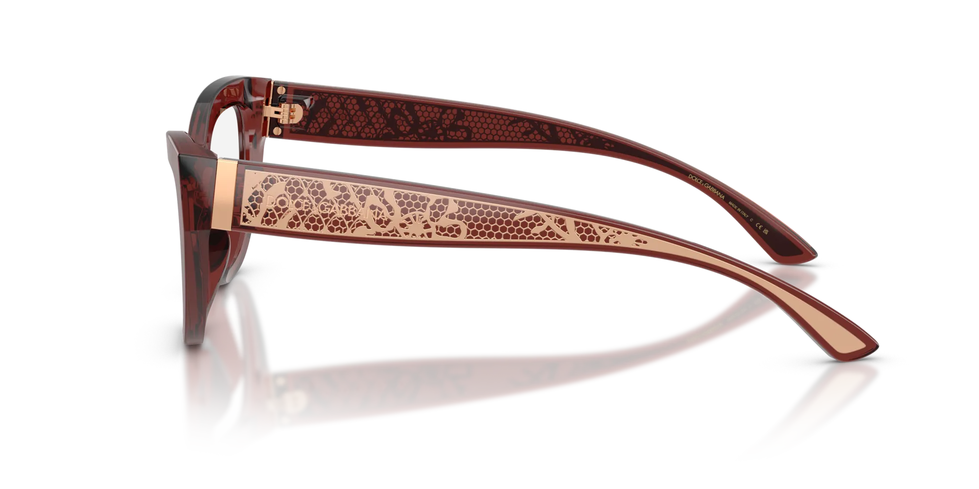 Dolce & Gabbana DG3412 3045 Montature da vista Acetato Rosso Trasparente Cat Eye Normale - immagine 4