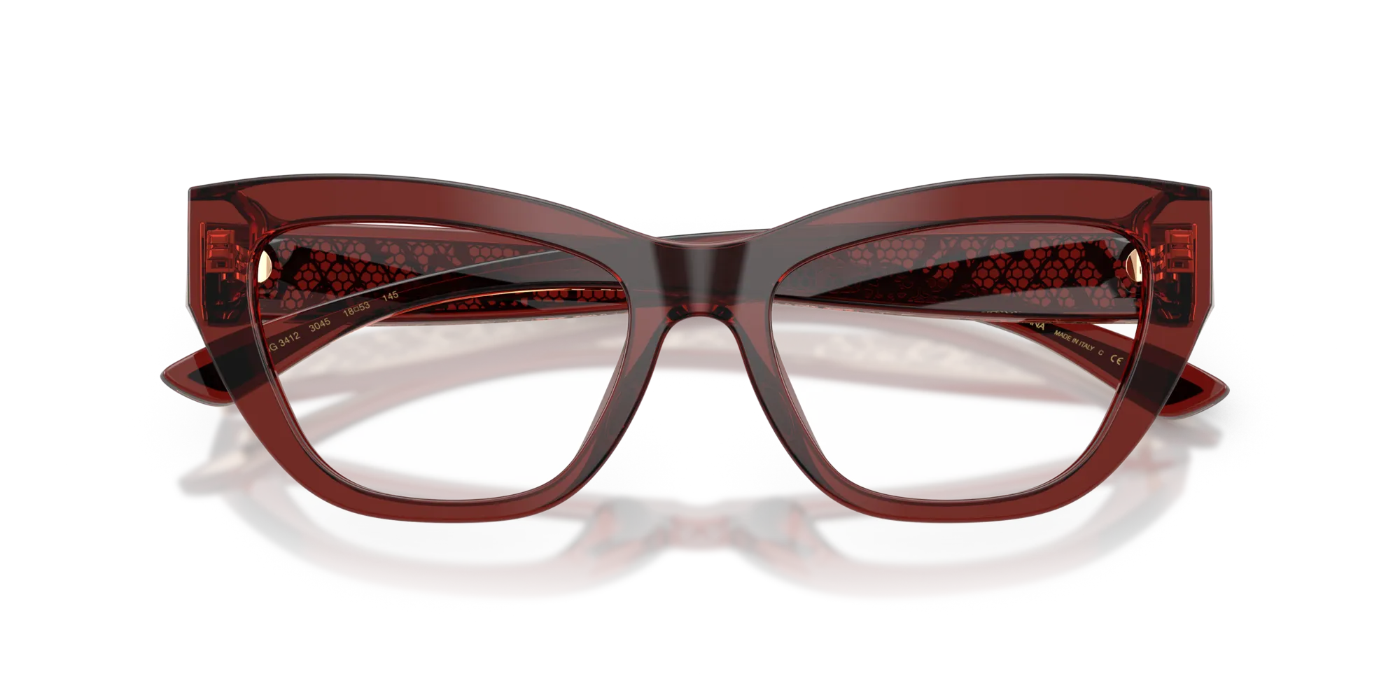 Dolce & Gabbana DG3412 3045 Montature da vista Acetato Rosso Cat Eye Normale - immagine 2