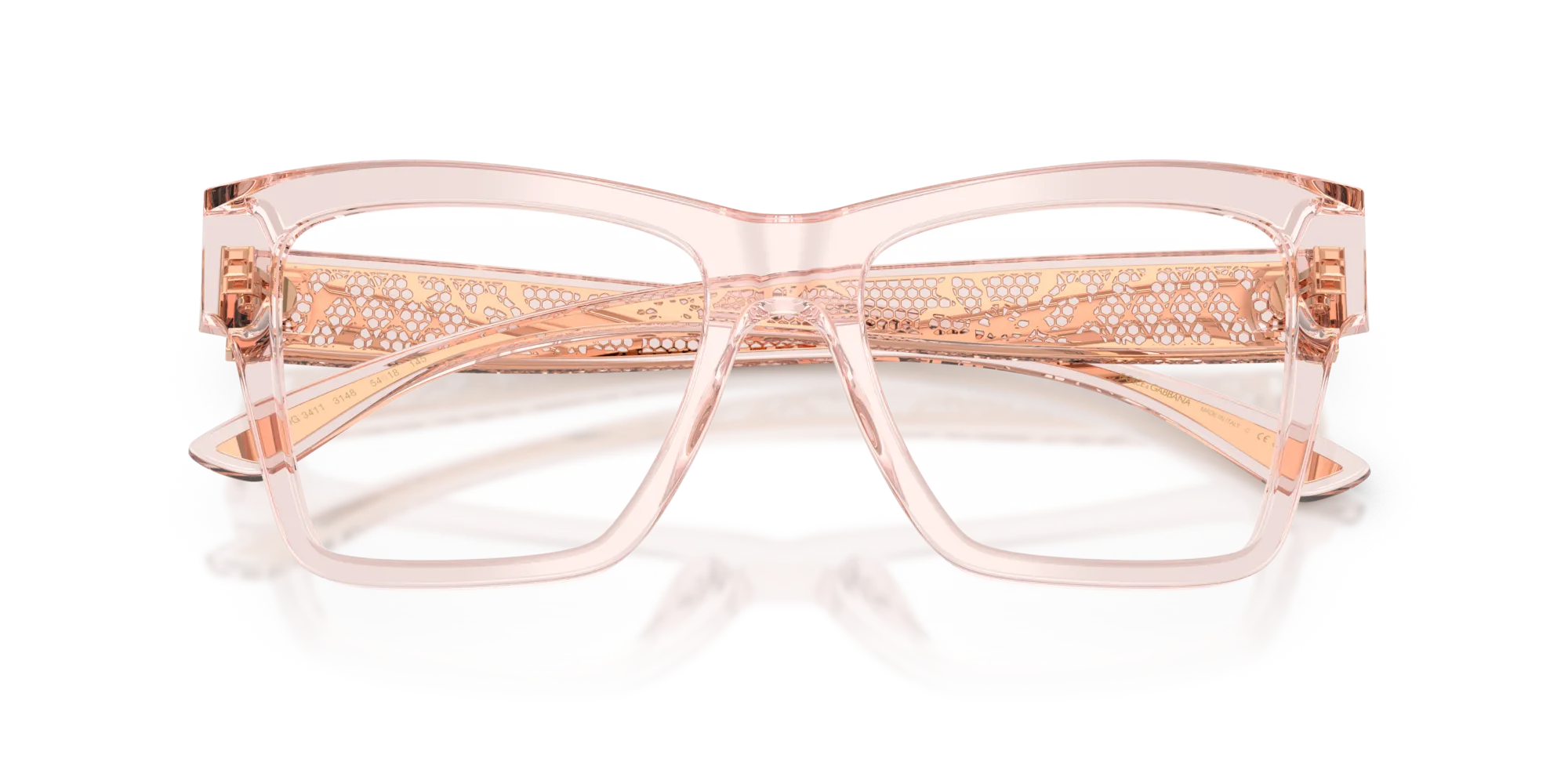 Dolce & Gabbana DG3411 3148 Montature da vista Acetato Rosa Squadrata Normale - immagine 2