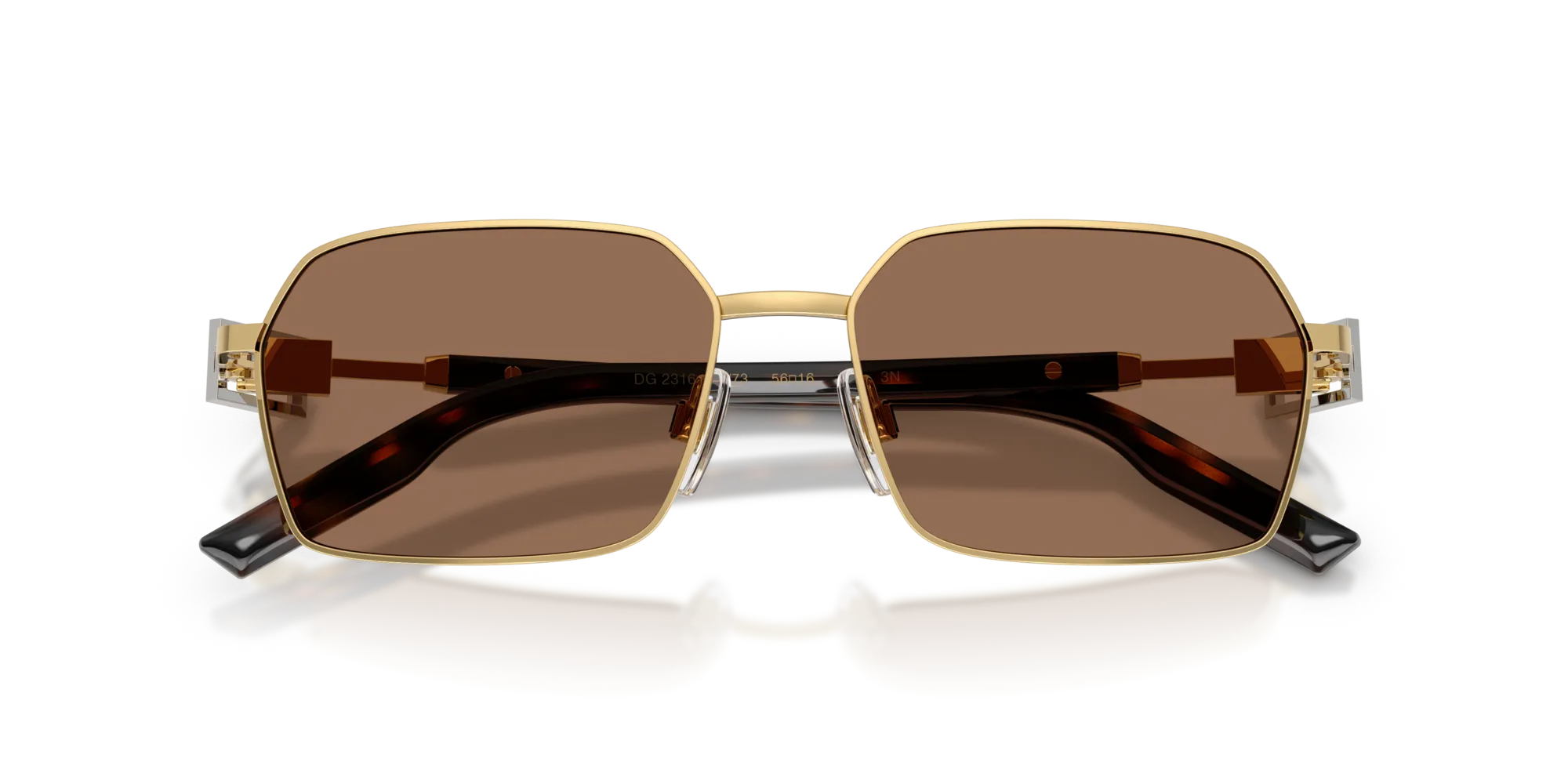 Dolce & Gabbana DG2316 02/73 Occhiali da sole Metallo Oro Marrone Squadrata Normale - immagine 2