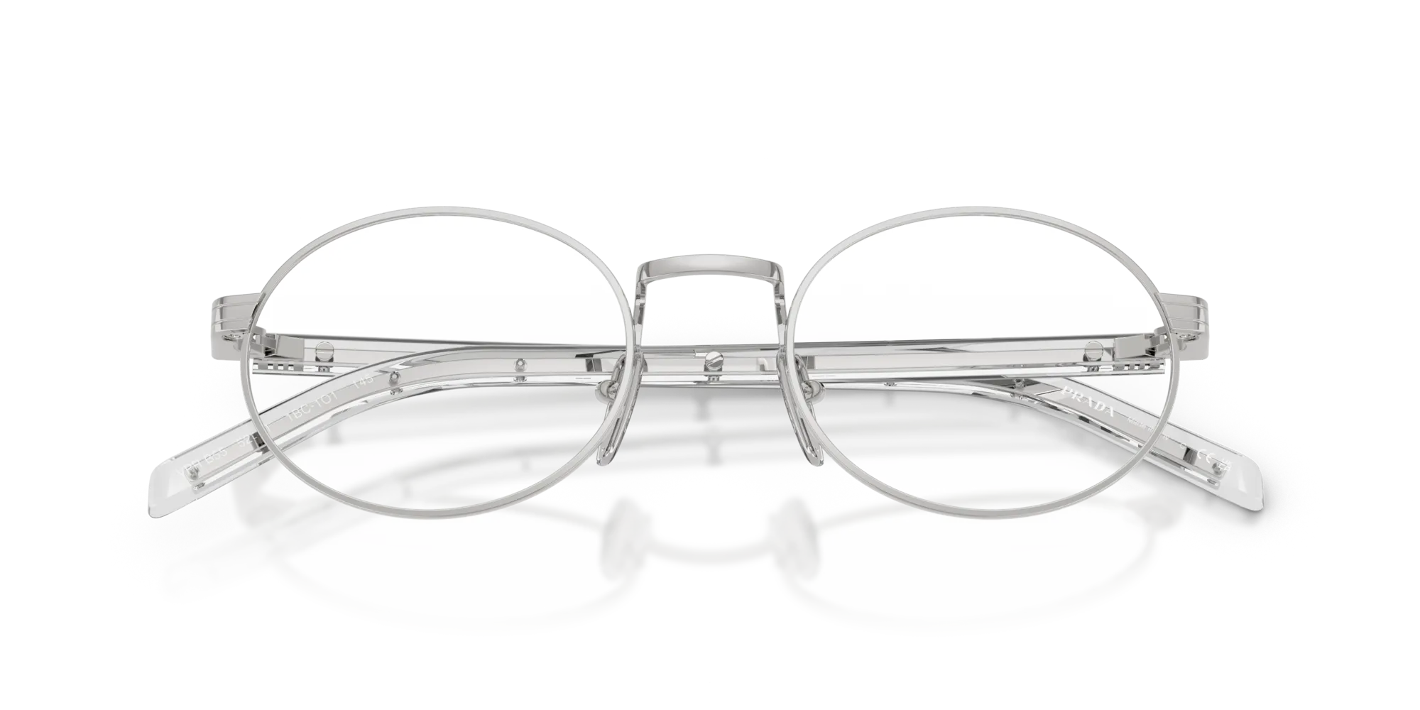 Prada PR B55V 1BC1O1 Montature da vista Metallo Argento Rotonda Normale - immagine 2