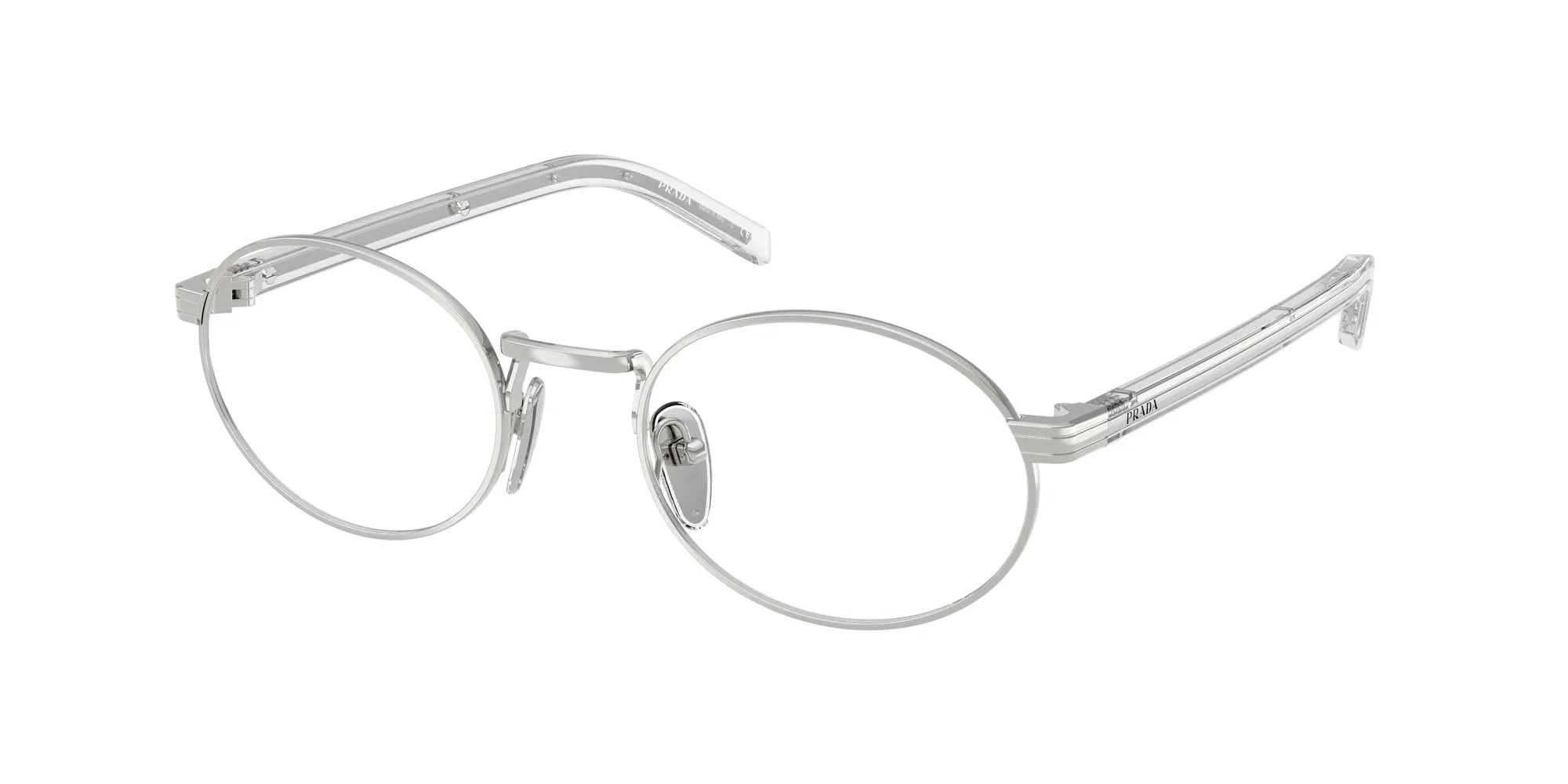 Prada PR B55V 1BC1O1 Montature da vista Metallo Argento Rotonda Normale - immagine 1