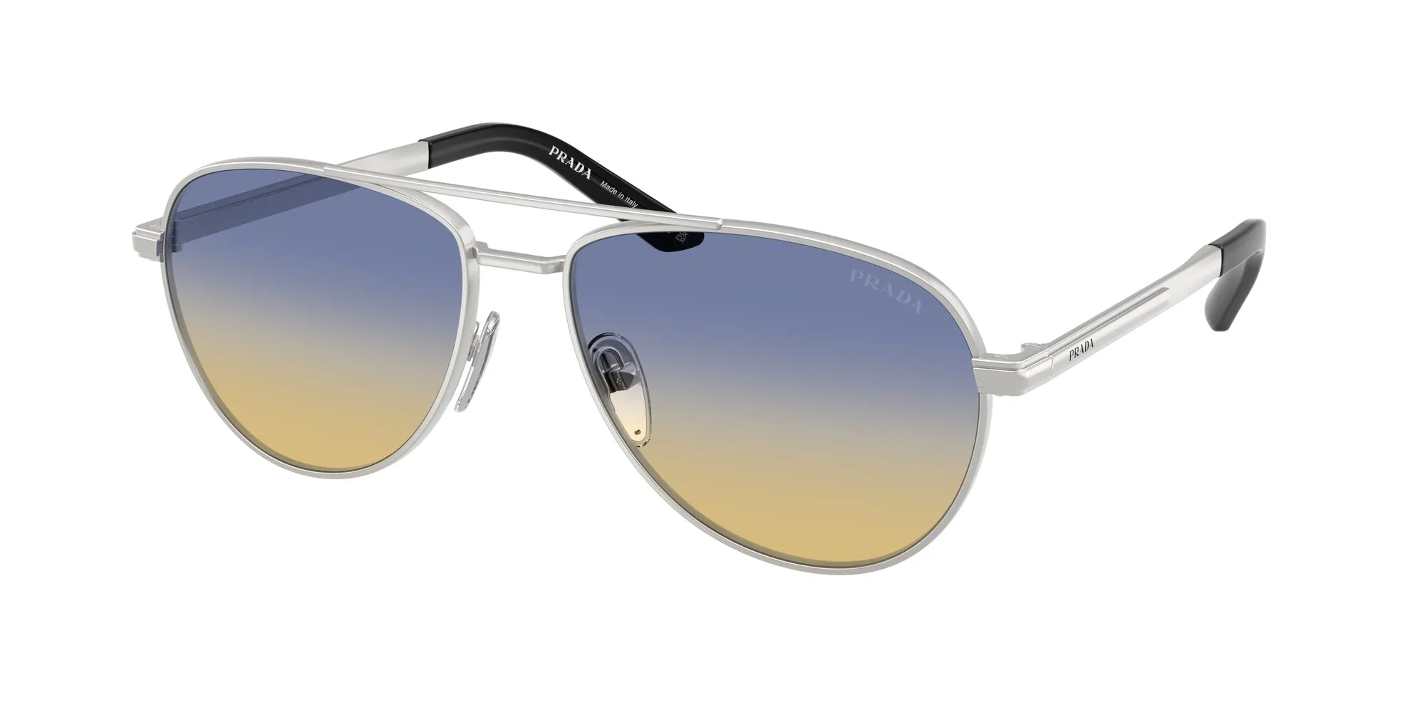 Prada PR A54S 27506Z Occhiali da sole Metallo Argento Giallo Pilot Normale - immagine 1