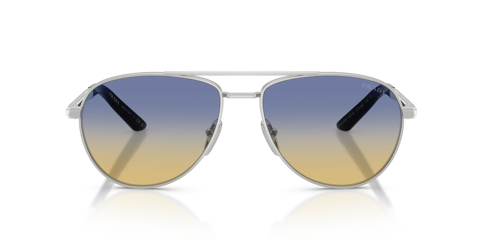 Prada PR A54S 27506Z Occhiali da sole Metallo Argento Giallo Pilot Normale - immagine 3