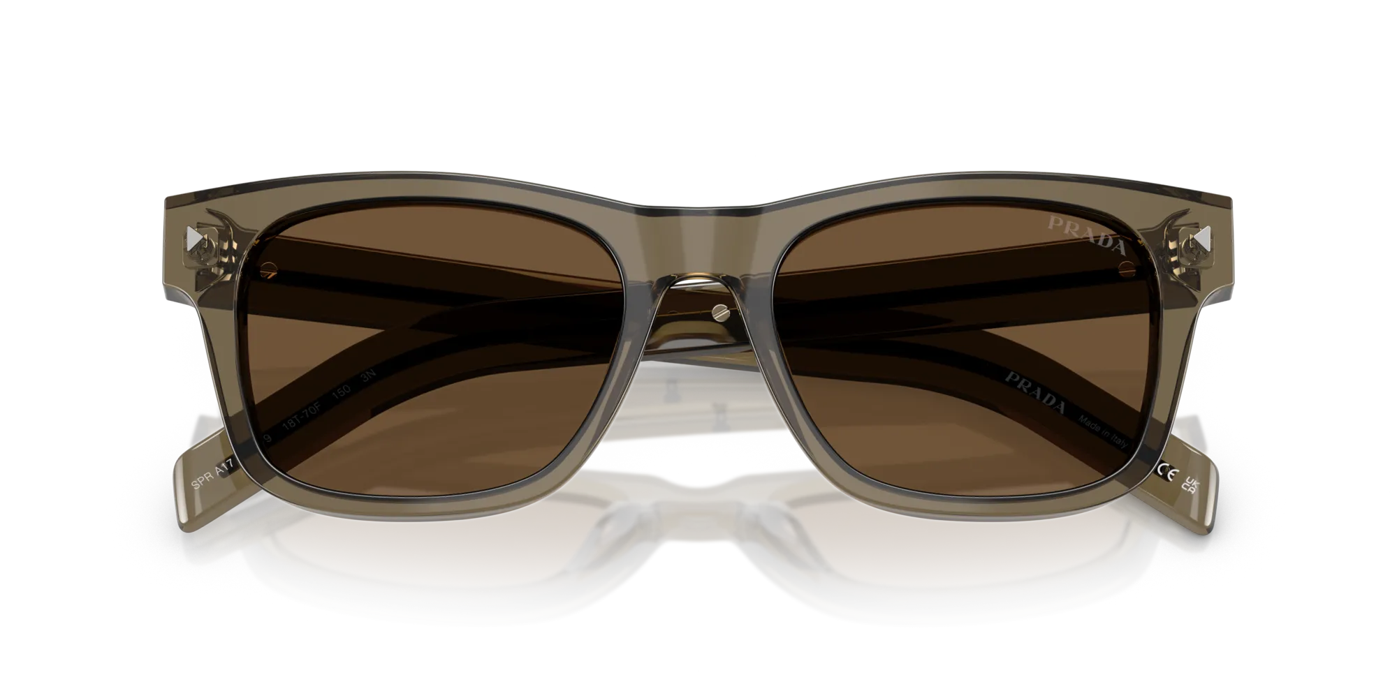 Prada PR A17S 18T70F Occhiali da sole Acetato Marrone Marrone Squadrata Normale - immagine 2