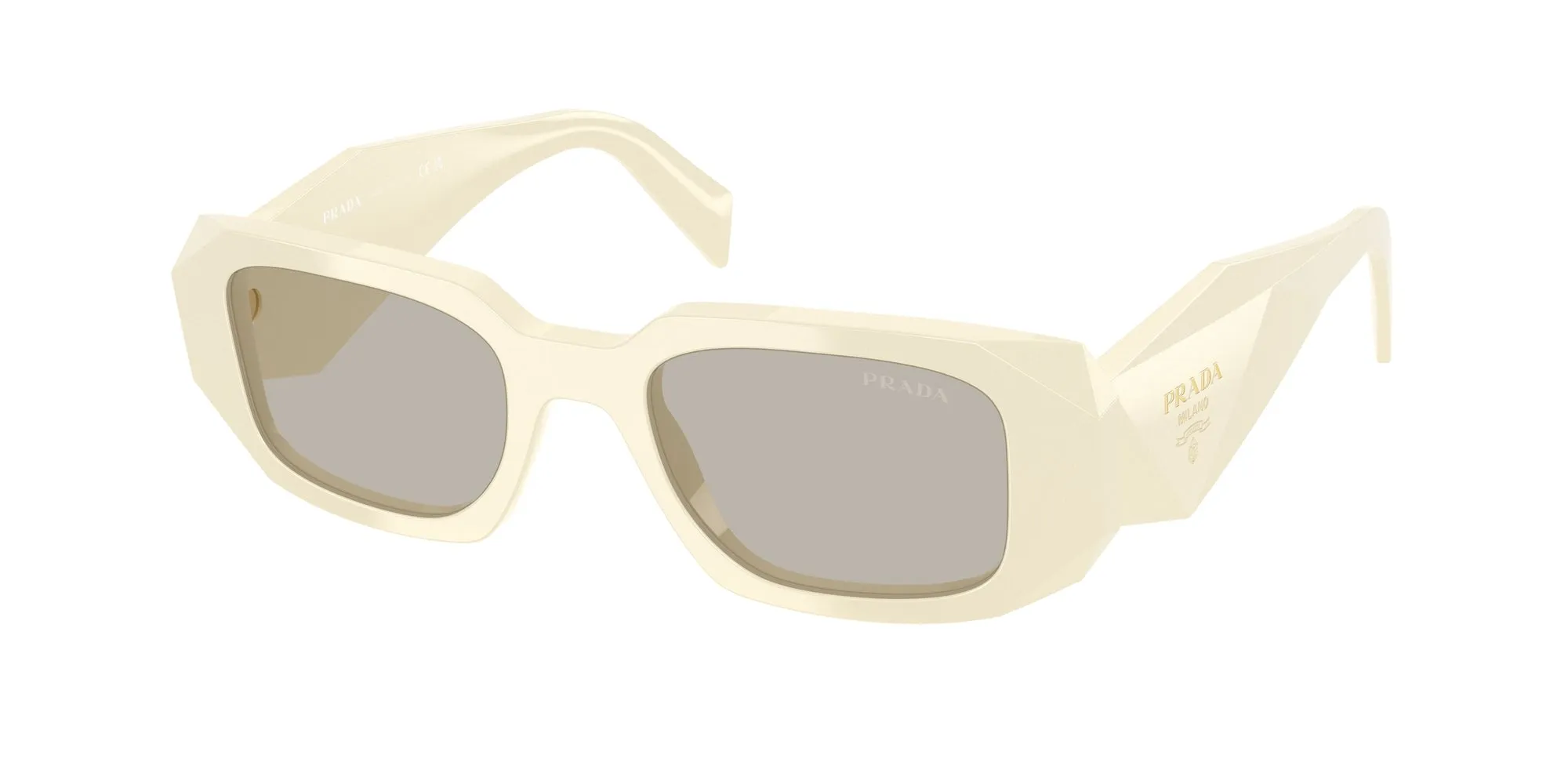 Prada PR 17WS 21D5J2 Occhiali da sole Acetato Bianco Marrone Squadrata Normale - immagine 1