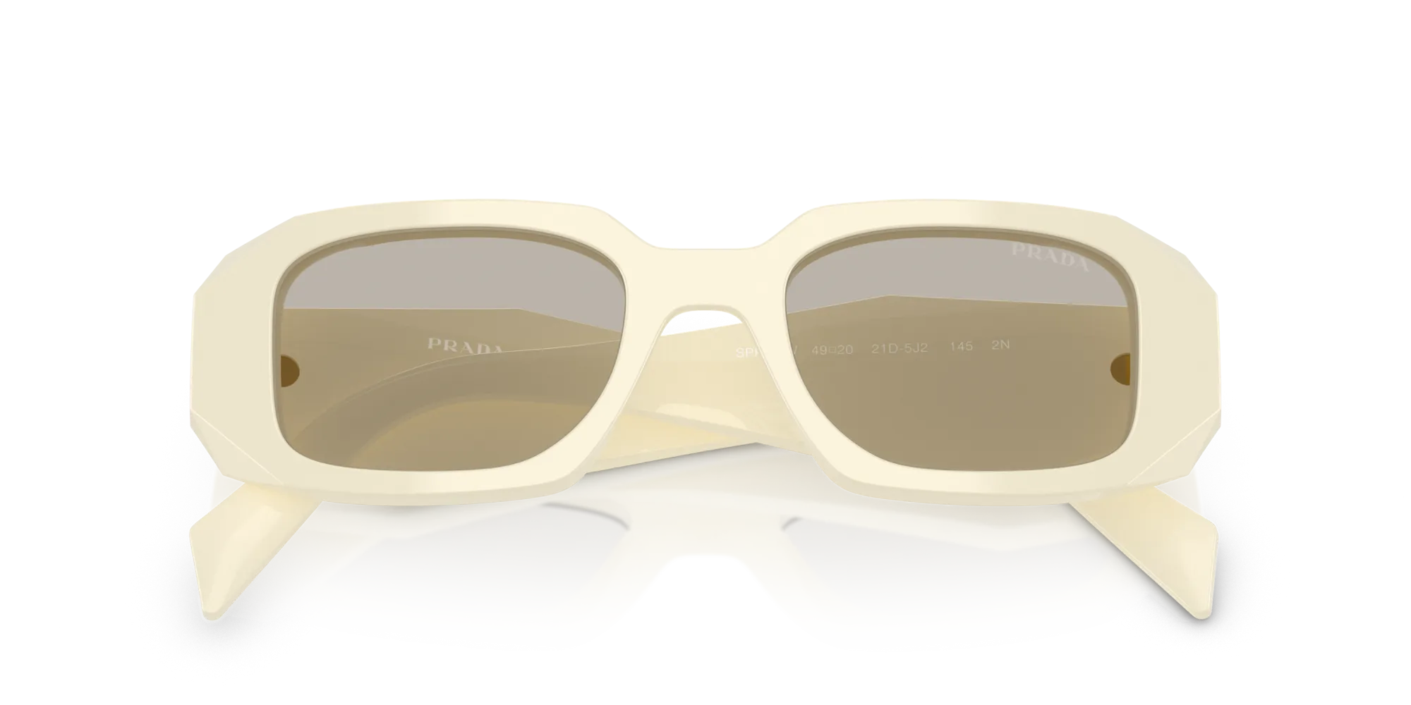 Prada PR 17WS 21D5J2 Occhiali da sole Acetato Bianco Marrone Squadrata Normale - immagine 2