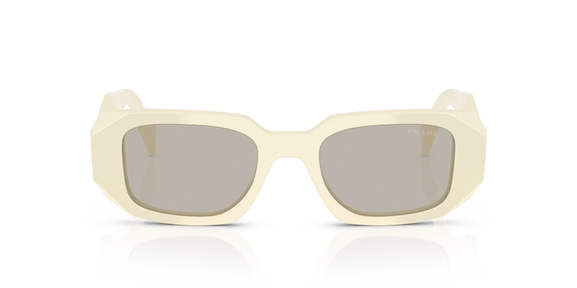 Prada PR 17WS 21D5J2 Occhiali da sole Acetato Bianco Marrone Squadrata Normale - immagine 3