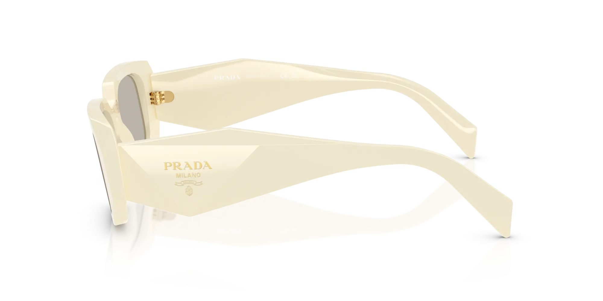 Prada PR 17WS 21D5J2 Occhiali da sole Acetato Bianco Marrone Squadrata Normale - immagine 4
