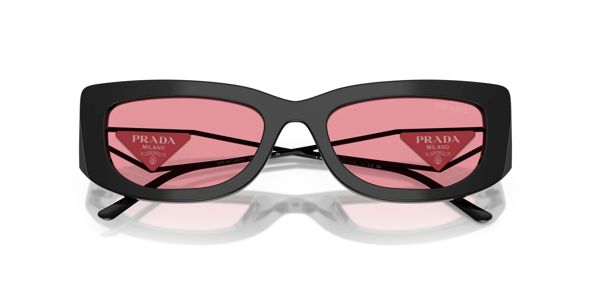 Prada PR 14YS 1AB30L Occhiali da sole Acetato Nero Rosa Squadrata Normale - immagine 2