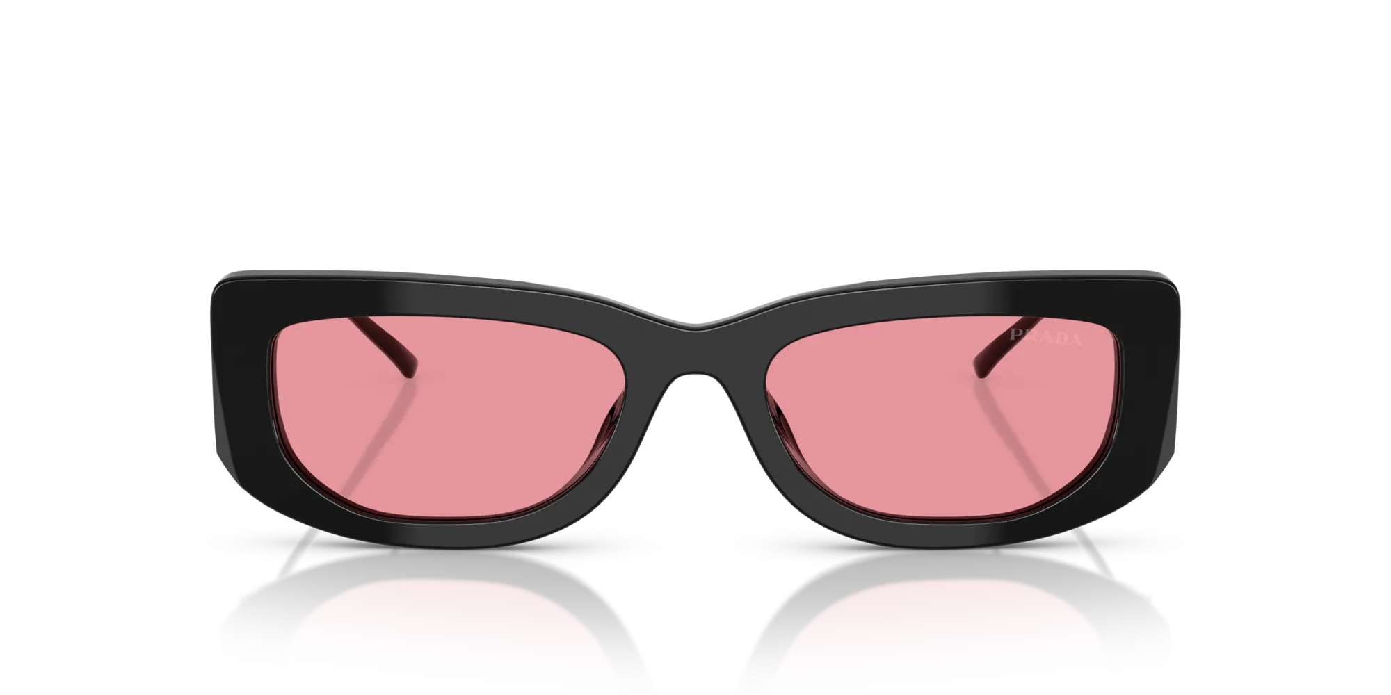Prada PR 14YS 1AB30L Occhiali da sole Acetato Nero Rosa Squadrata Normale - immagine 3