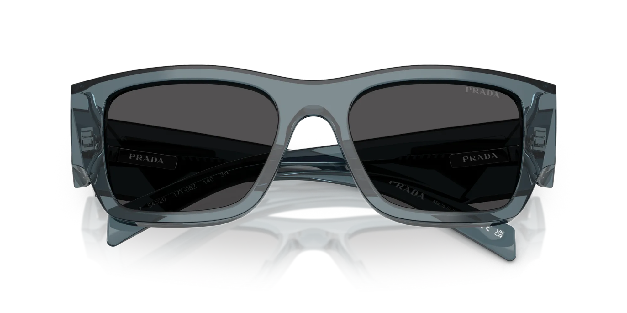 Prada PR 10ZS 17T08Z Occhiali da sole Acetato Blu Grigio Pillow Normale - immagine 2