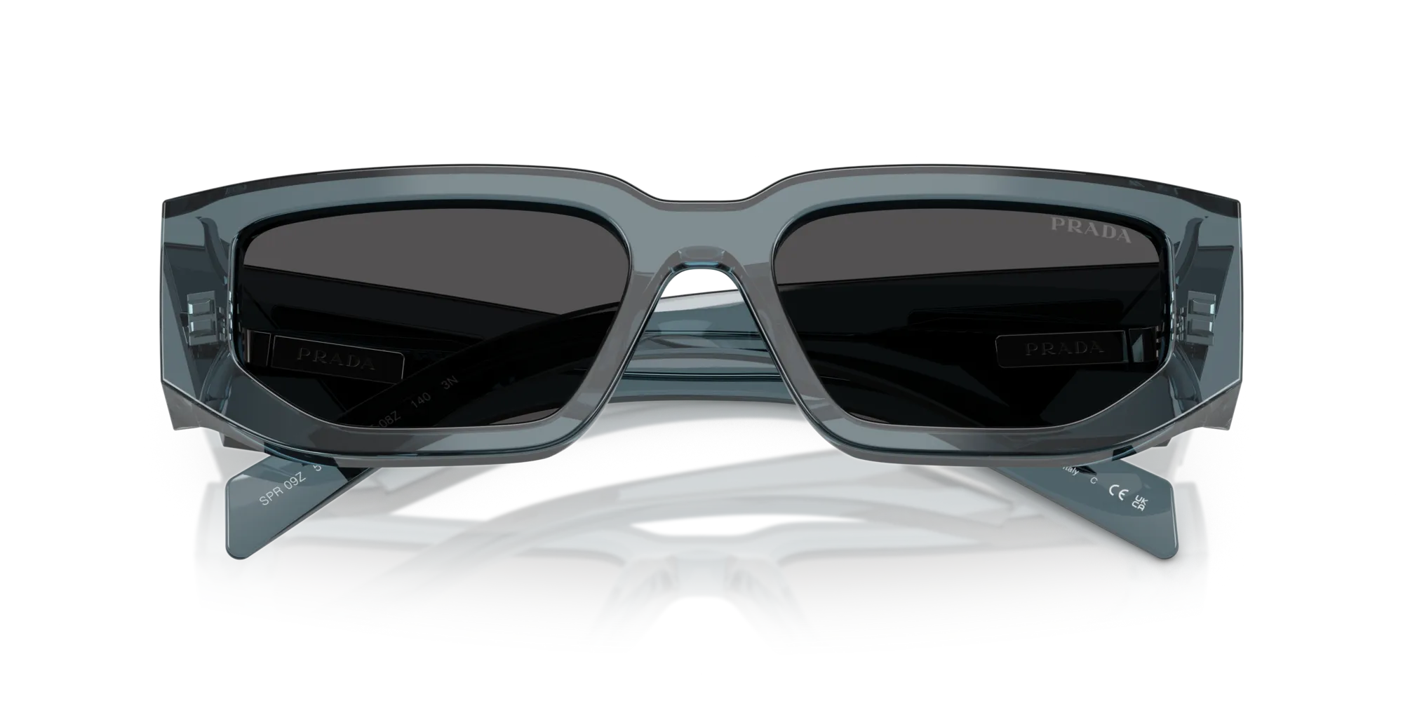 Prada PR 09ZS 17T08Z Occhiali da sole Acetato Blu Grigio Squadrata Normale - immagine 2