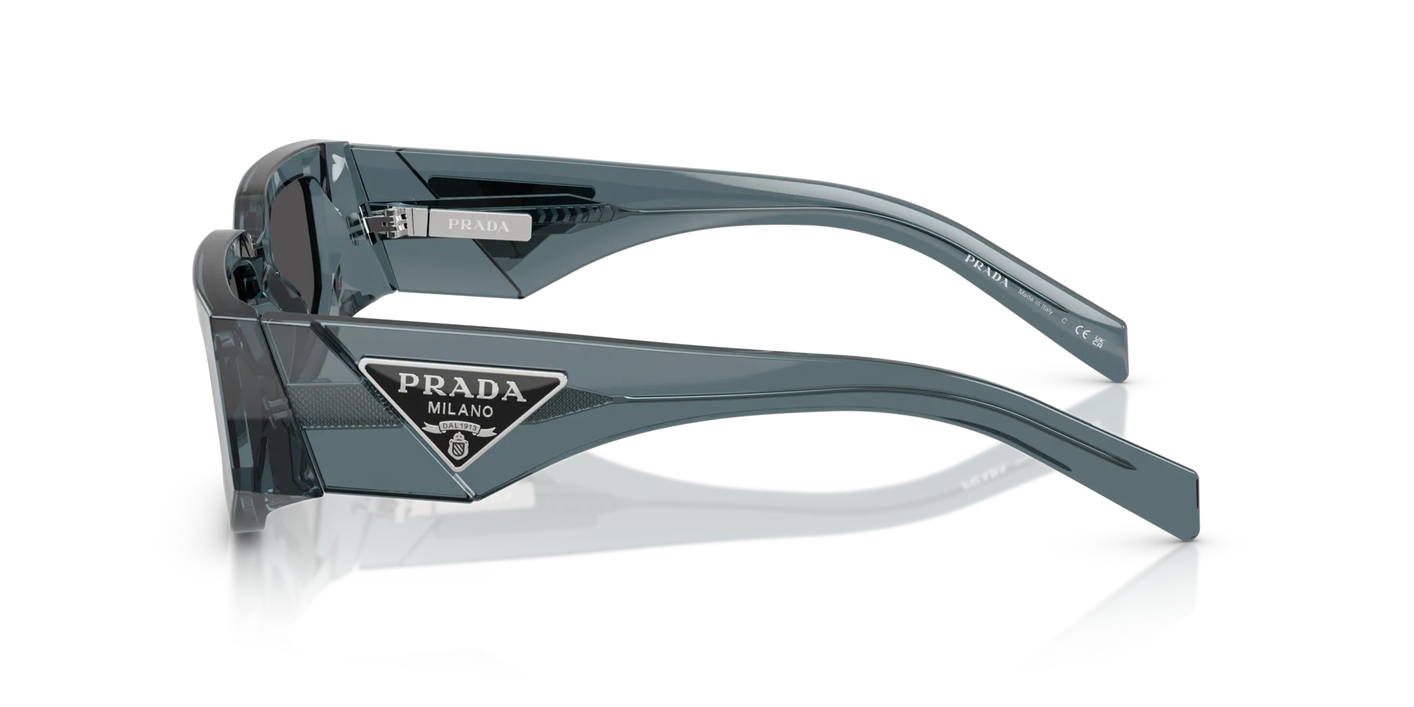 Prada PR 09ZS 17T08Z Occhiali da sole Acetato Blu Grigio Squadrata Normale - immagine 4