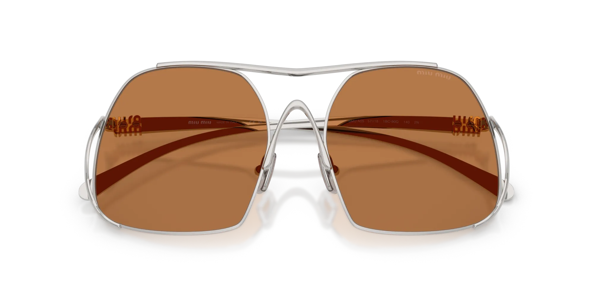 Miu Miu MU A55S 1BC90Q Occhiali da sole Acciaio Argento Marrone Squadrata Normale - immagine 2