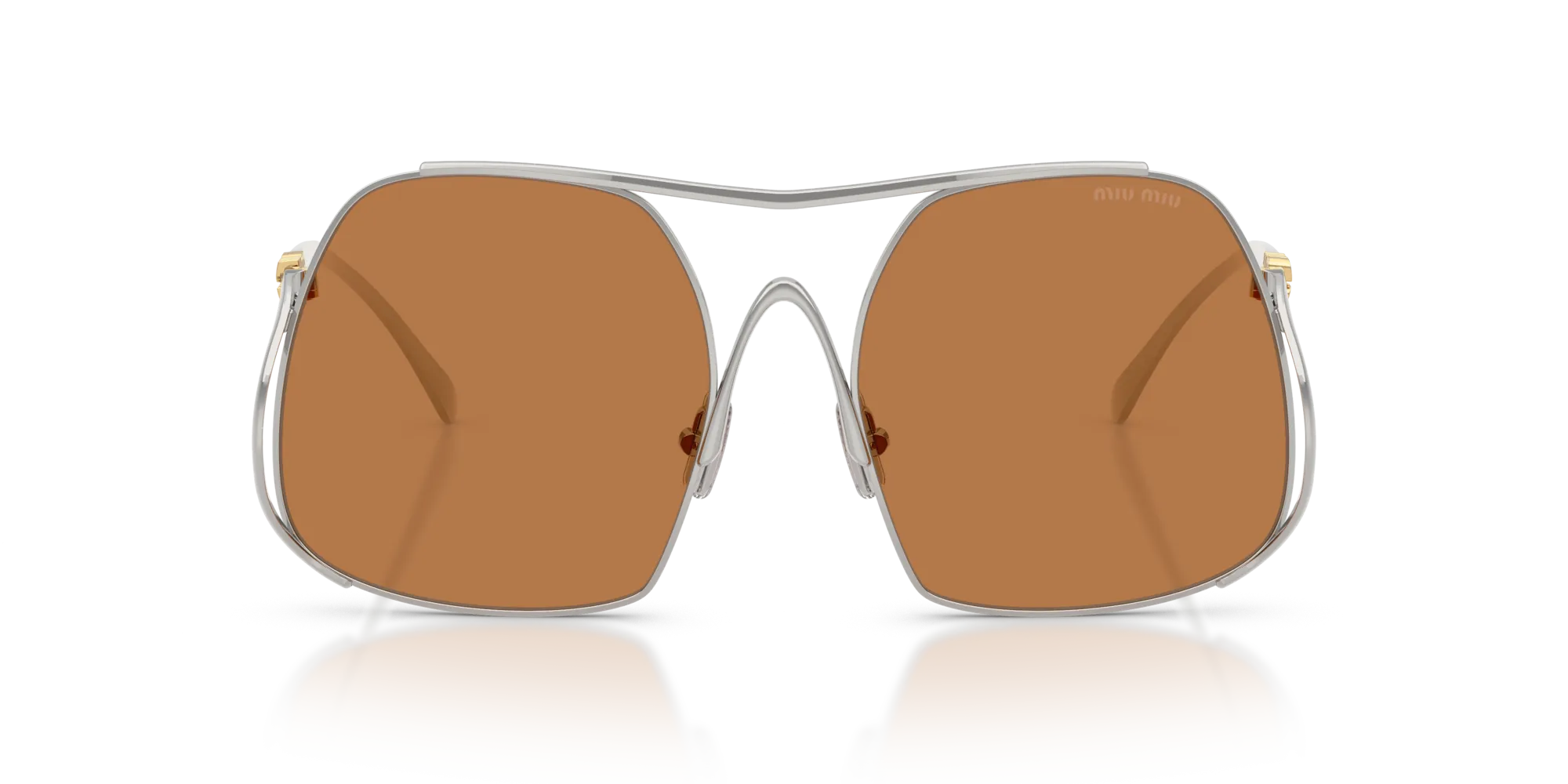 Miu Miu MU A55S 1BC90Q Occhiali da sole Acciaio Argento Marrone Squadrata Normale - immagine 3