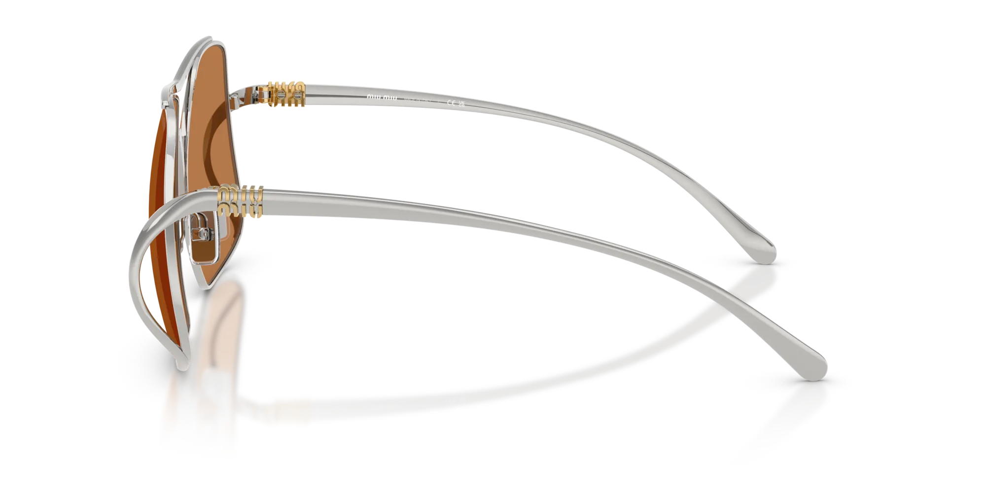 Miu Miu MU A55S 1BC90Q Occhiali da sole Acciaio Argento Marrone Squadrata Normale - immagine 4