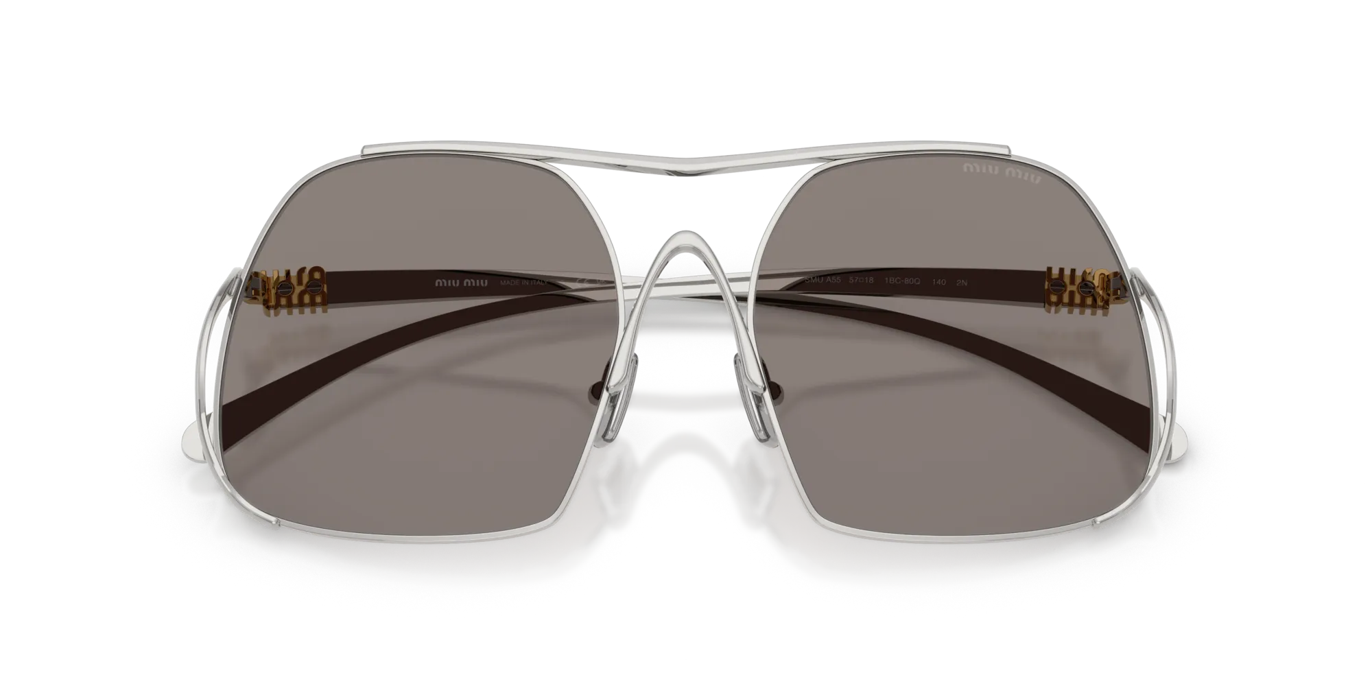 Miu Miu MU A55S 1BC80Q Occhiali da sole Acciaio Argento Grigio Squadrata Normale - immagine 2