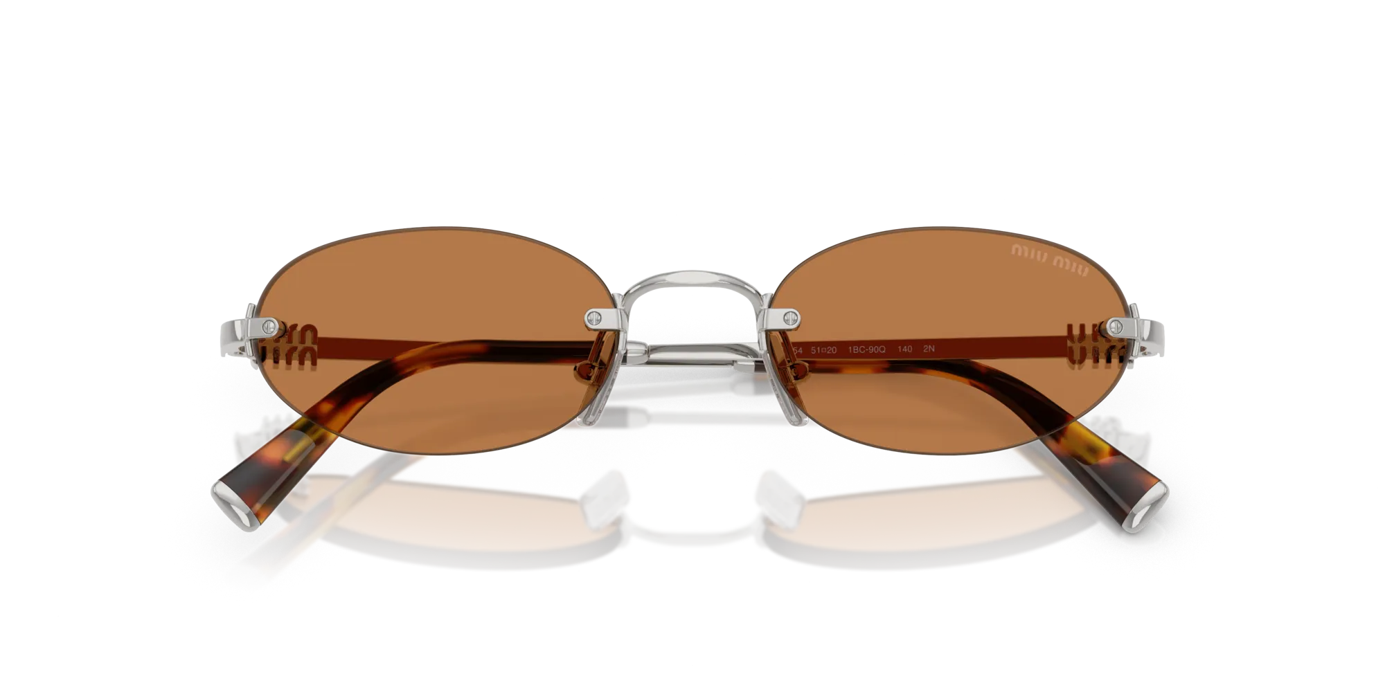 Miu Miu MU A54S 1BC90Q Occhiali da sole Metallo Argento Marrone Rotonda Normale - immagine 2