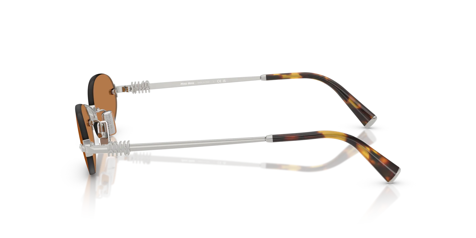 Miu Miu MU A54S 1BC90Q Occhiali da sole Metallo Argento Marrone Rotonda Normale - immagine 4