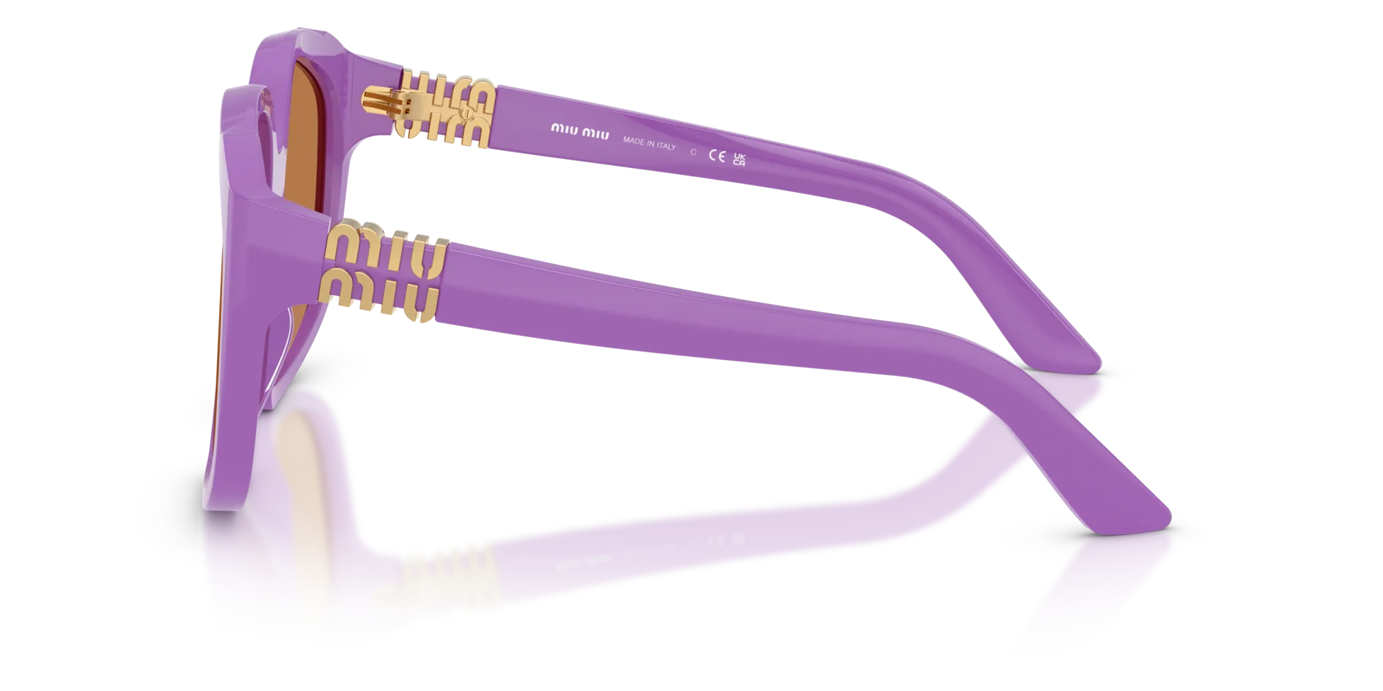 Miu Miu MU A07S 25D90Q Occhiali da sole Acetato Viola Marrone Geometrica Normale - immagine 4