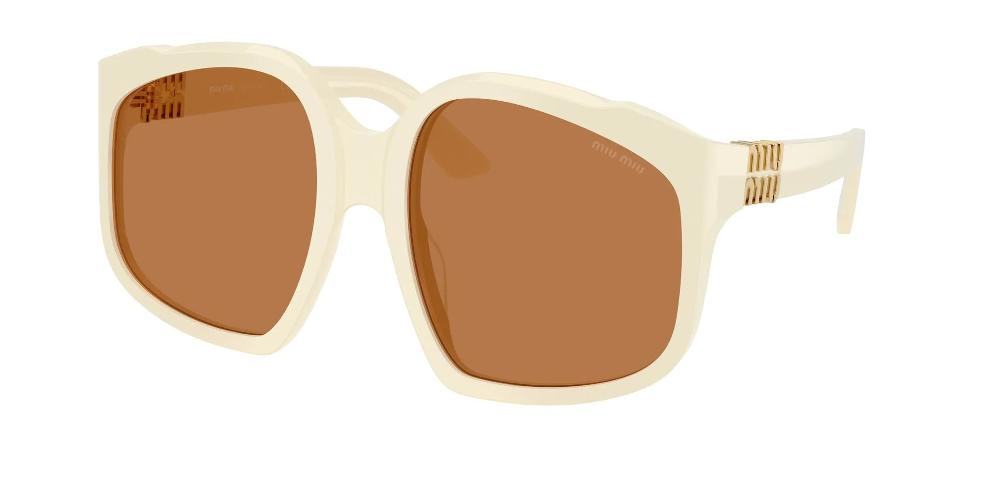 Miu Miu MU A07S 21D90Q Occhiali da sole Acetato Bianco Marrone Geometrica Normale - immagine 1