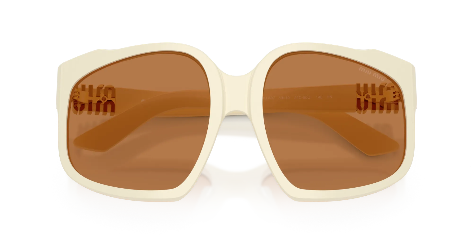 Miu Miu MU A07S 21D90Q Occhiali da sole Acetato Bianco Marrone Geometrica Normale - immagine 2