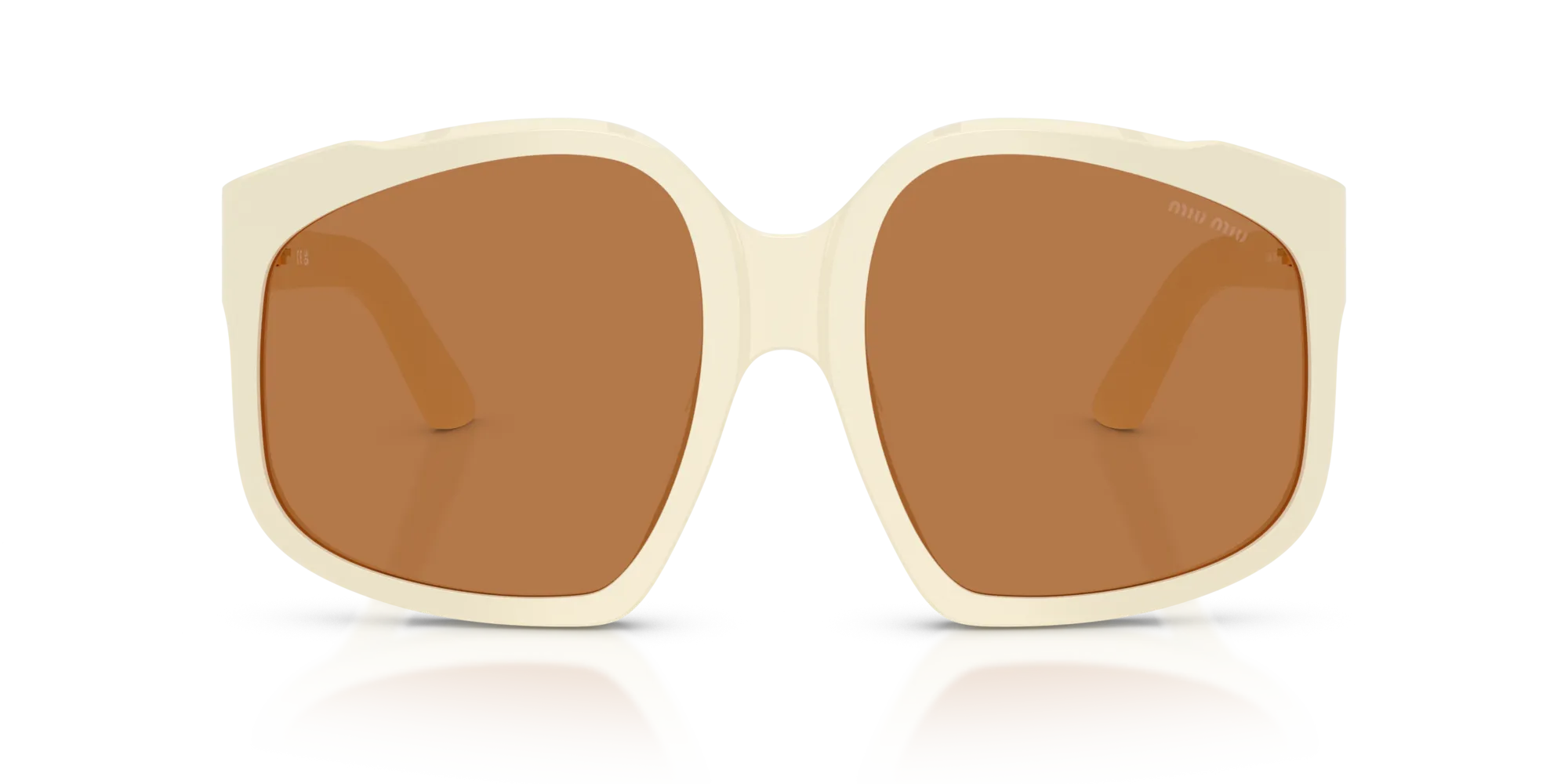 Miu Miu MU A07S 21D90Q Occhiali da sole Acetato Bianco Marrone Geometrica Normale - immagine 3