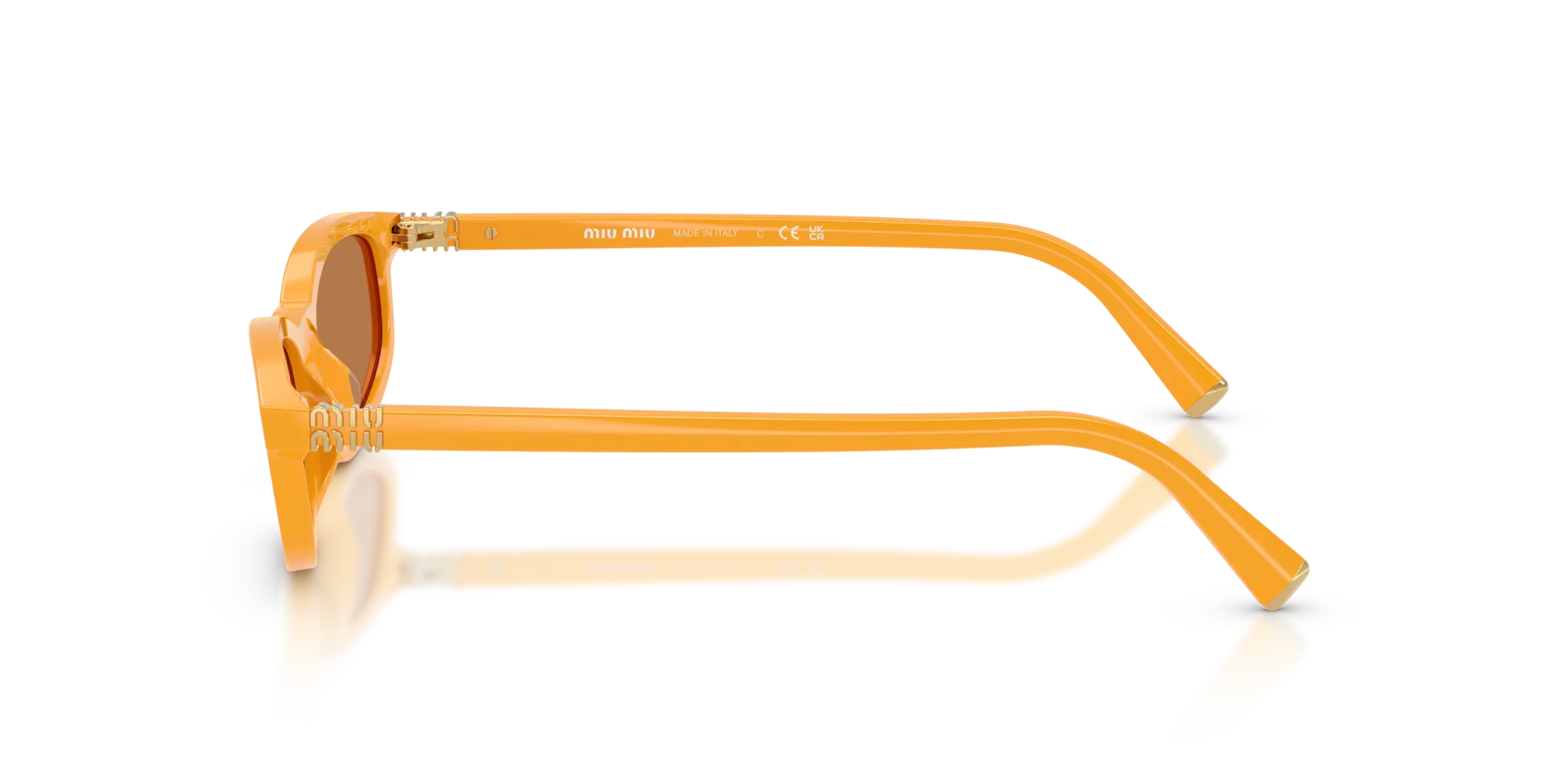 Miu Miu MU A06S 22D90Q Occhiali da sole Acetato Giallo Marrone Geometrica Normale - immagine 4