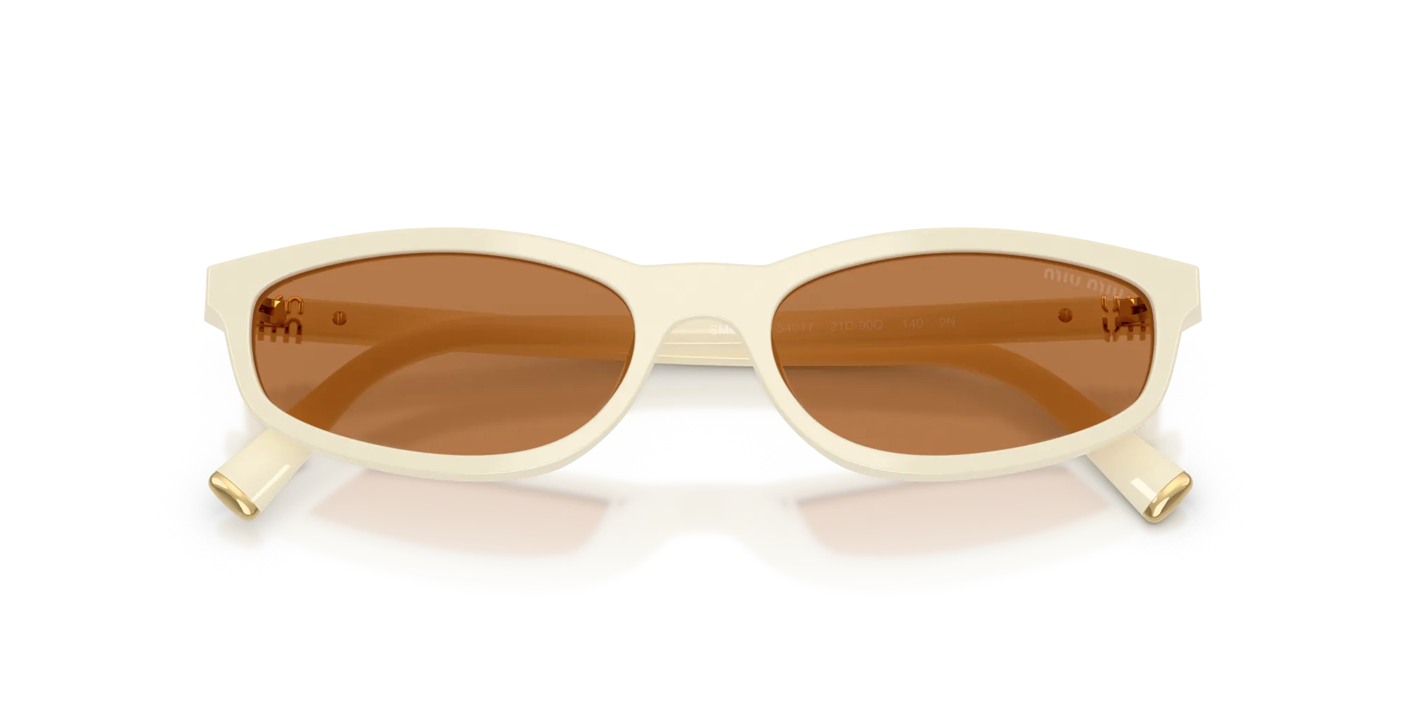 Miu Miu MU A06S 21D90Q Occhiali da sole Acetato Bianco Marrone Geometrica Normale - immagine 2