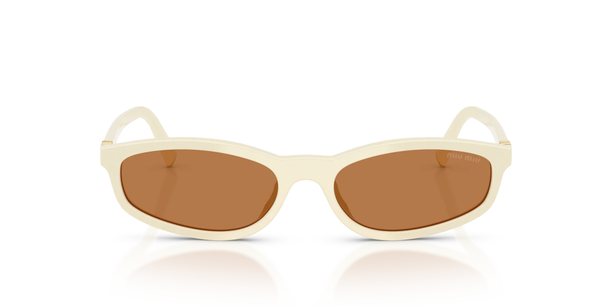 Miu Miu MU A06S 21D90Q Occhiali da sole Acetato Bianco Marrone Geometrica Normale - immagine 3