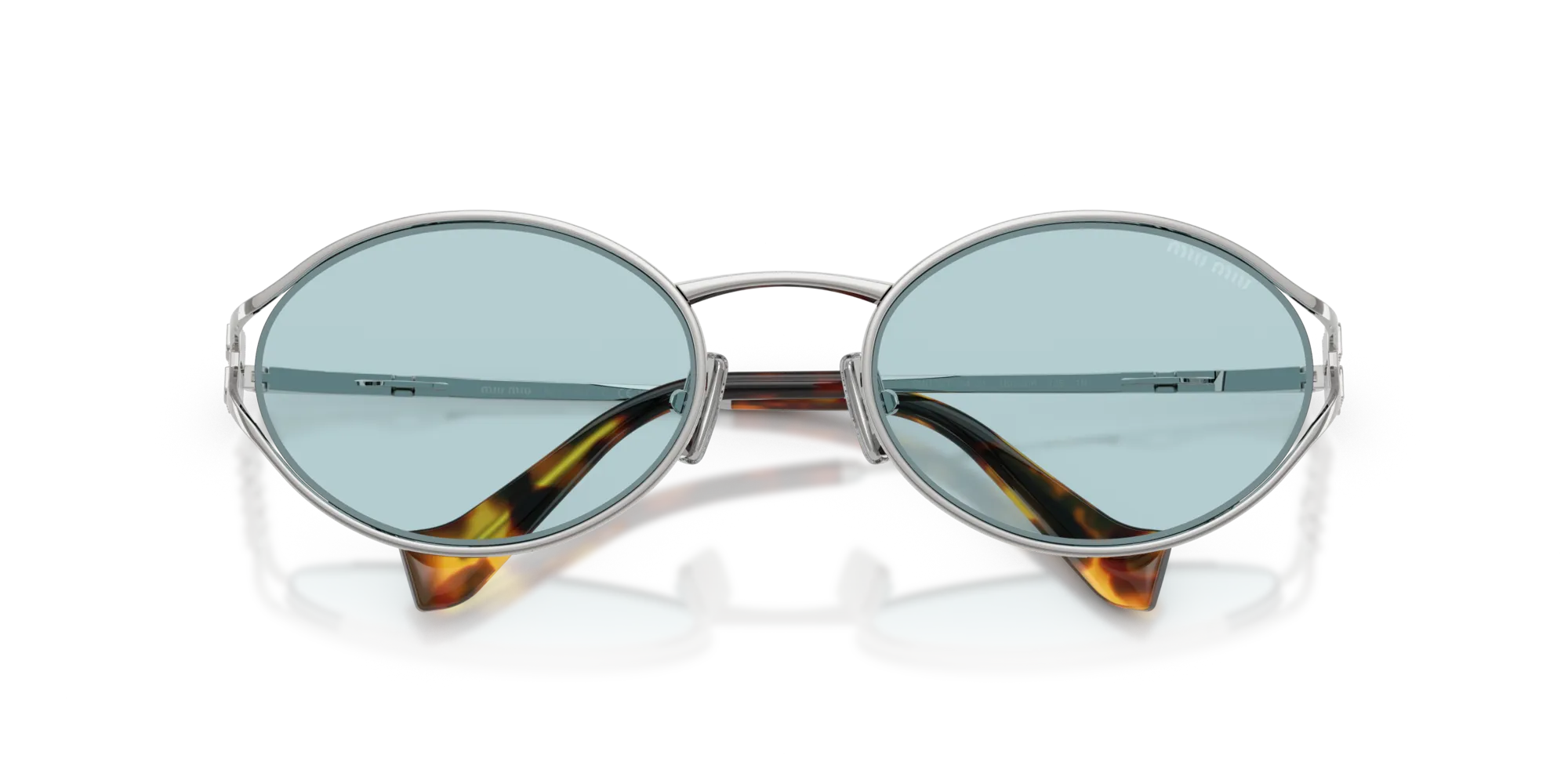 Miu Miu MU 52YS 1BC20R Occhiali da sole Metallo Argento Blu Rotonda Normale - immagine 2