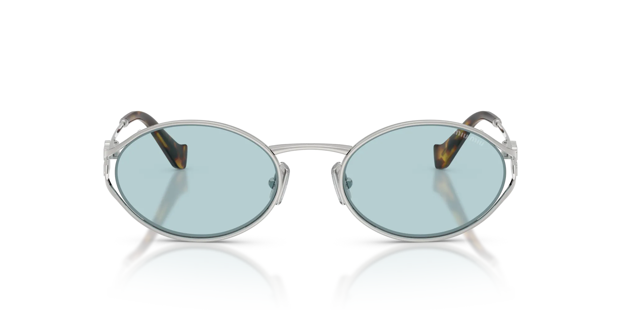 Miu Miu MU 52YS 1BC20R Occhiali da sole Metallo Argento Blu Rotonda Normale - immagine 3