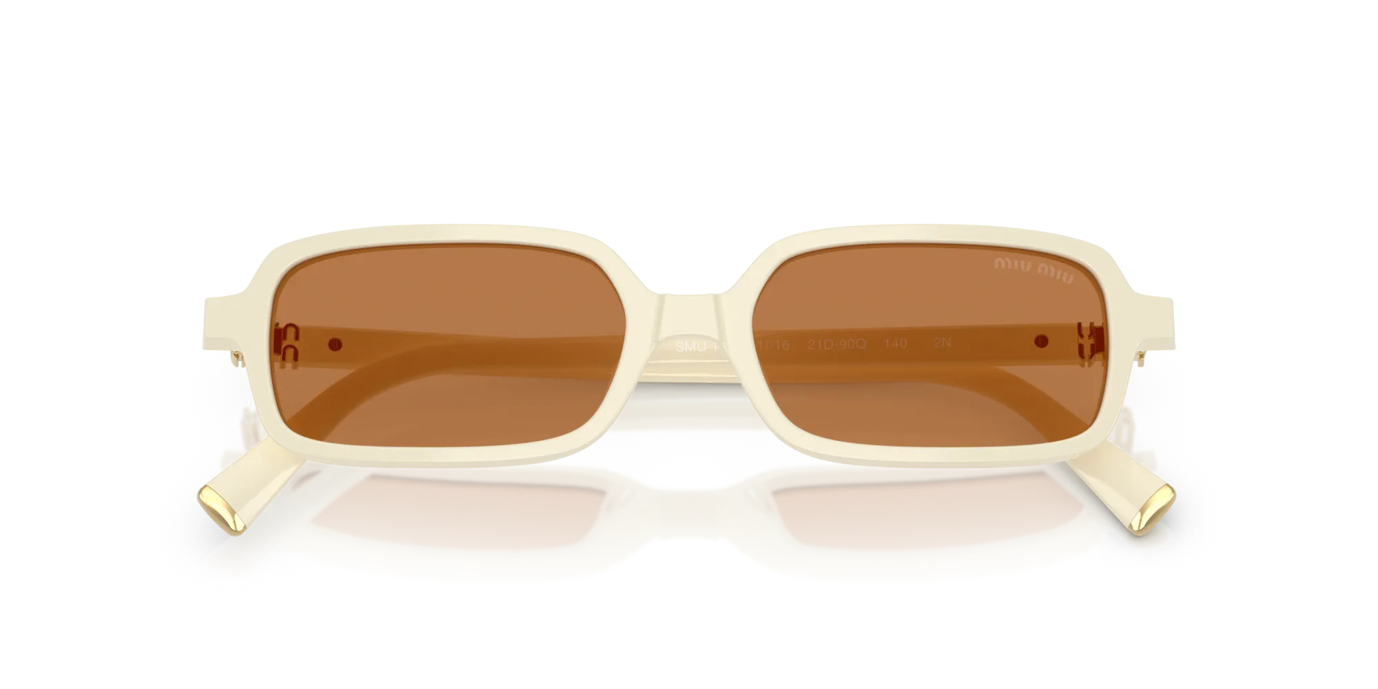 Miu Miu MU 11ZS 21D90Q Occhiali da sole Acetato Bianco Marrone Squadrata Normale - immagine 2