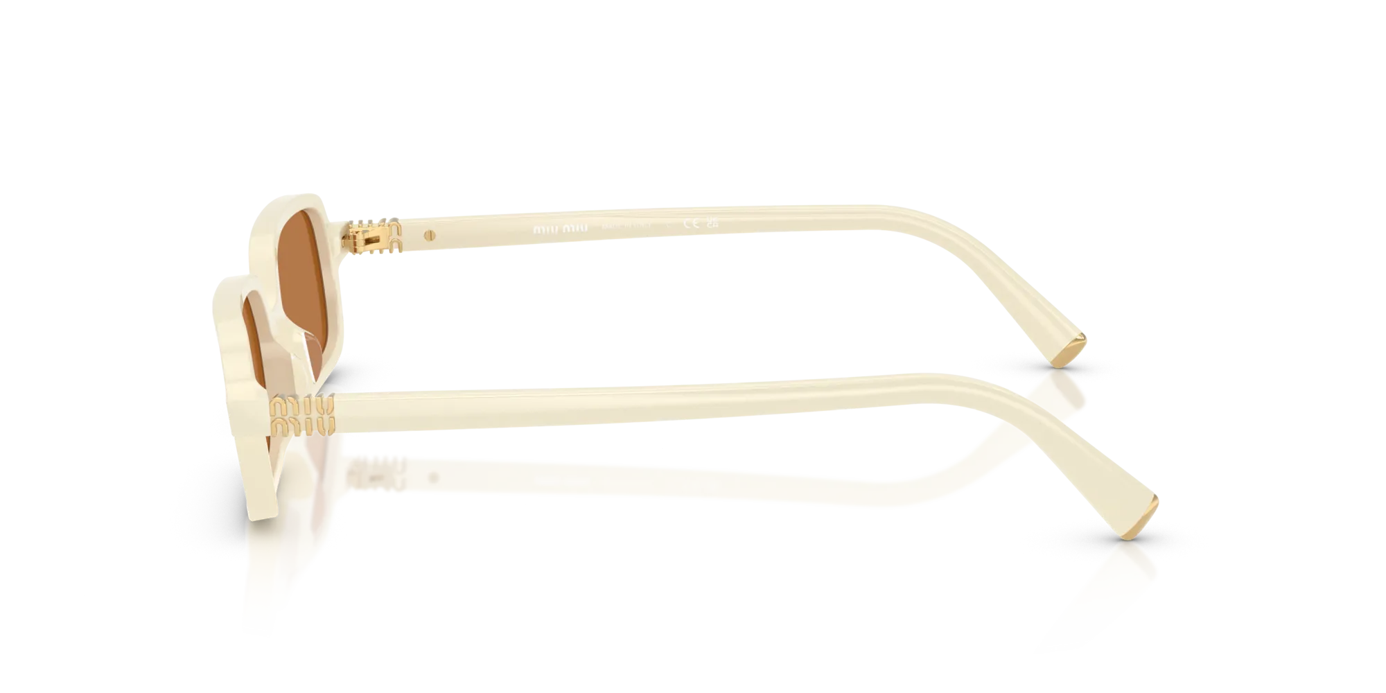 Miu Miu MU 11ZS 21D90Q Occhiali da sole Acetato Bianco Marrone Squadrata Normale - immagine 4