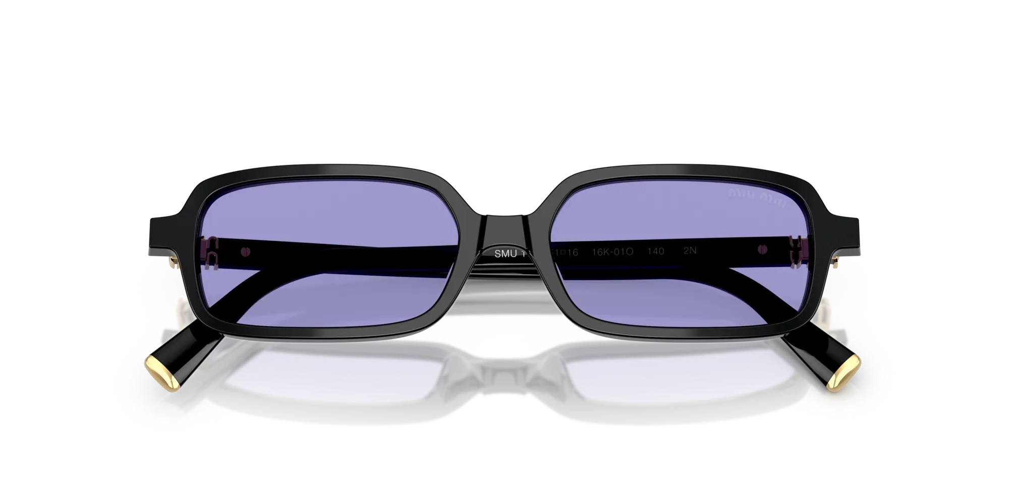 Miu Miu MU 11ZS 16K01O Occhiali da sole Acetato Nero Viola Squadrata Normale - immagine 2