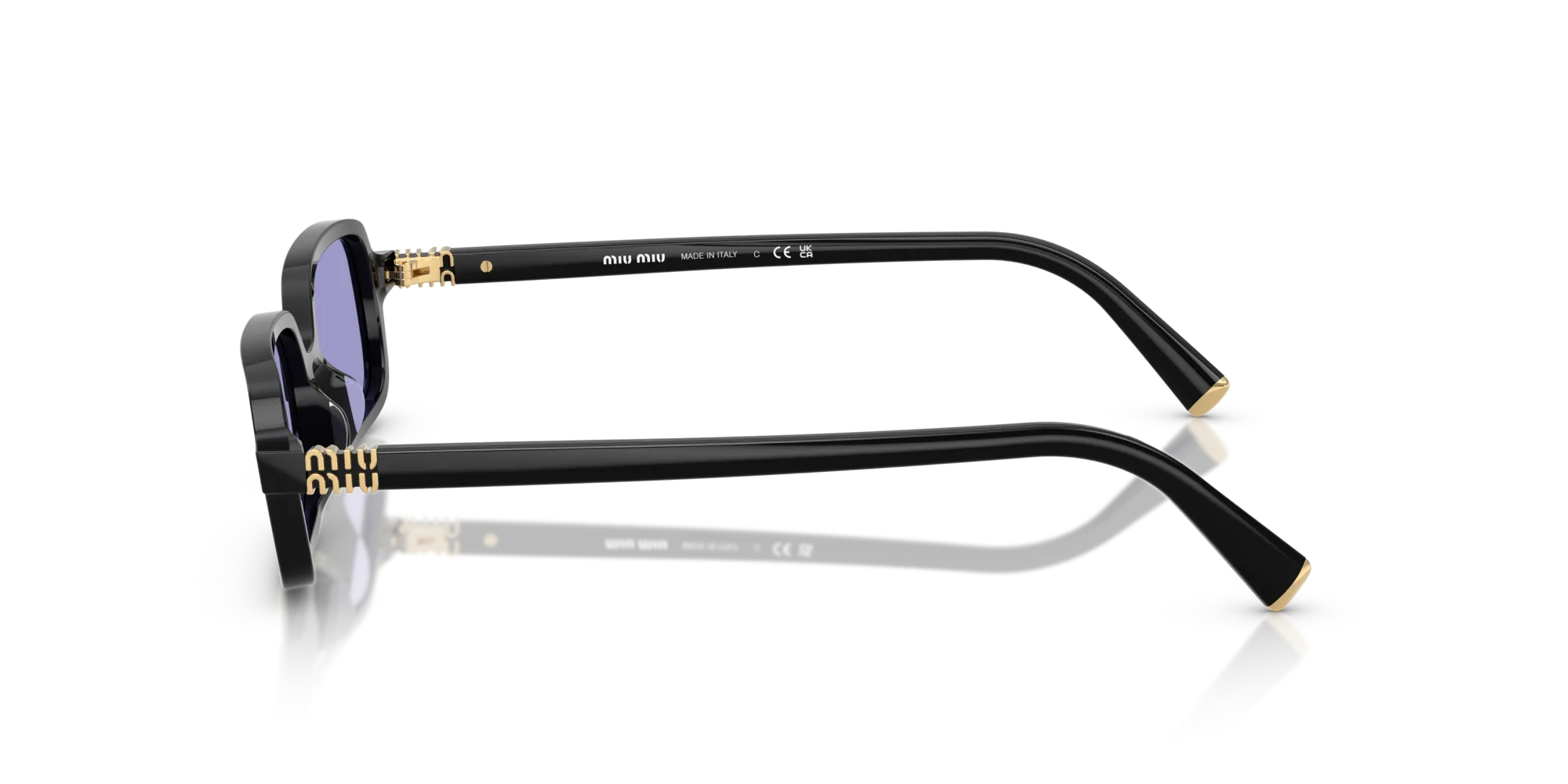 Miu Miu MU 11ZS 16K01O Occhiali da sole Acetato Nero Viola Squadrata Normale - immagine 4