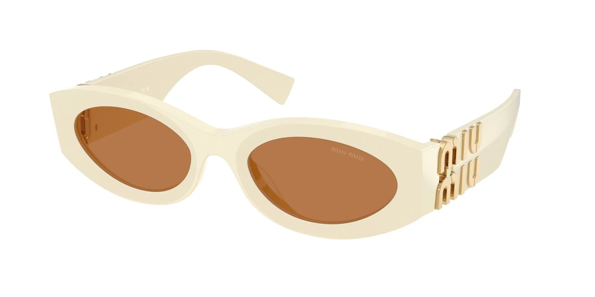 Miu Miu MU 11WS 0MU 11WS 21D90Q Occhiali da sole Acetato Bianco Marrone Rotonda Normale - immagine 1